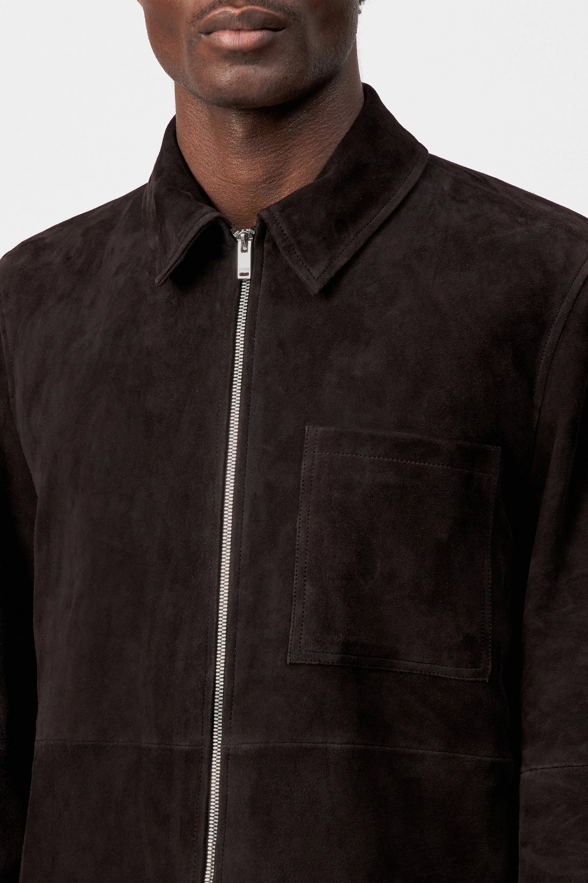 Drykorn - Leichte Lederjacke mit Zipper in Dunkelbraun - Jerson