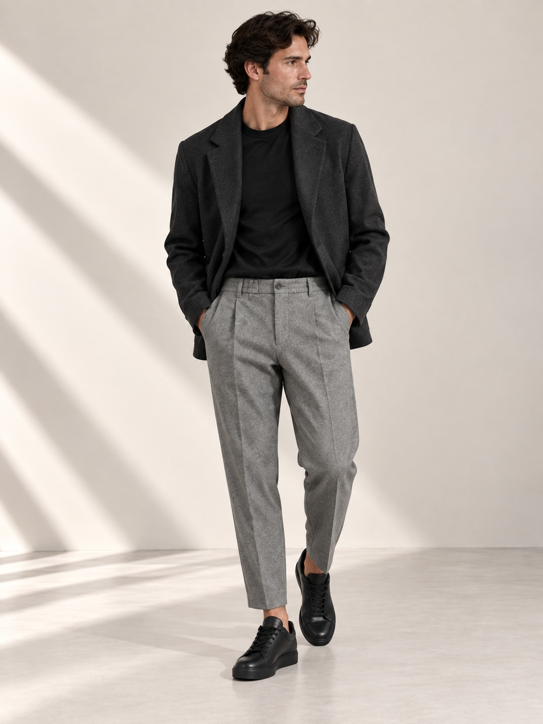 Drykorn - Graue Bundfalten Hose aus Wollflanel in Tapered Fit - Chasy