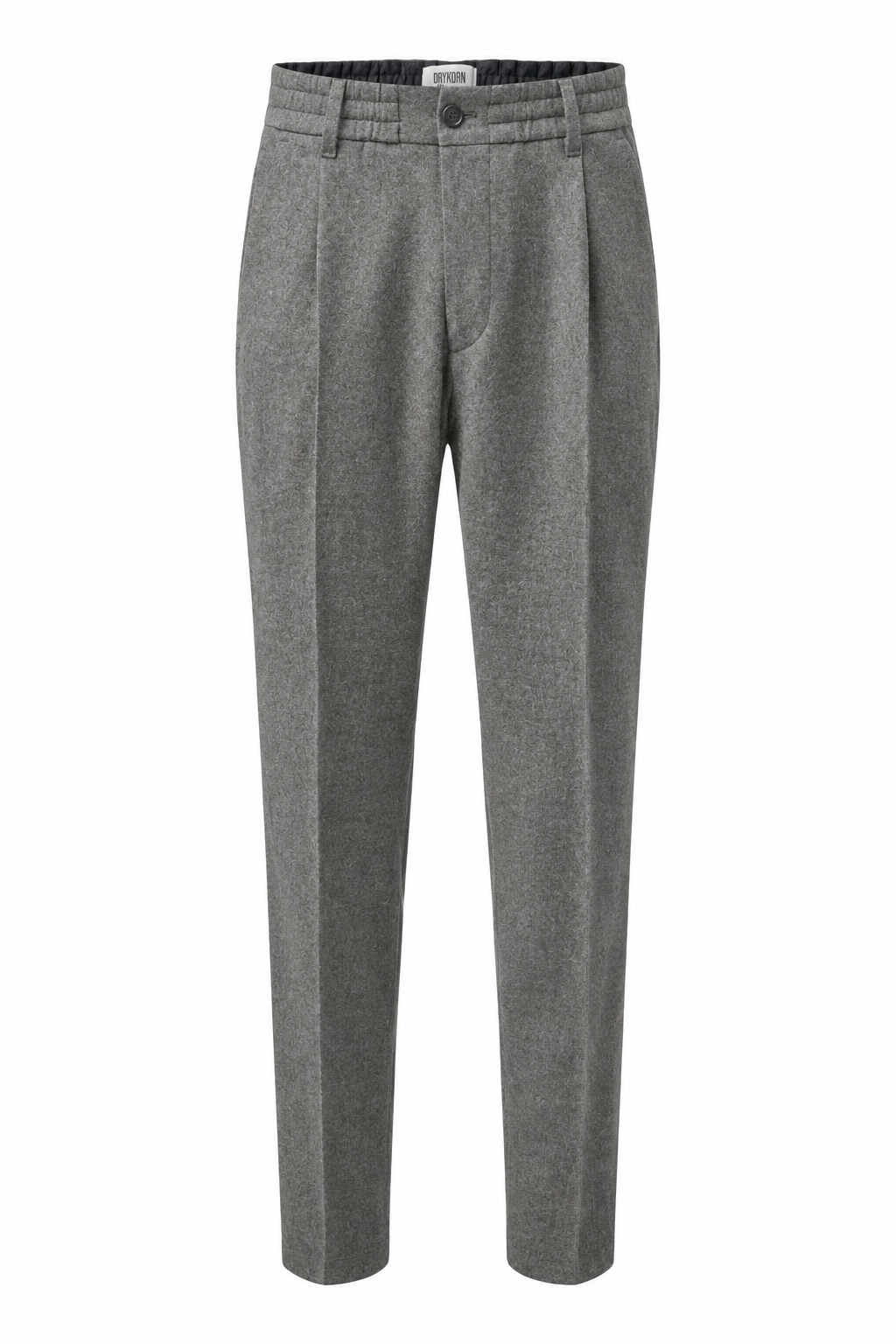 Drykorn - Graue Bundfalten Hose aus Wollflanel in Tapered Fit - Chasy