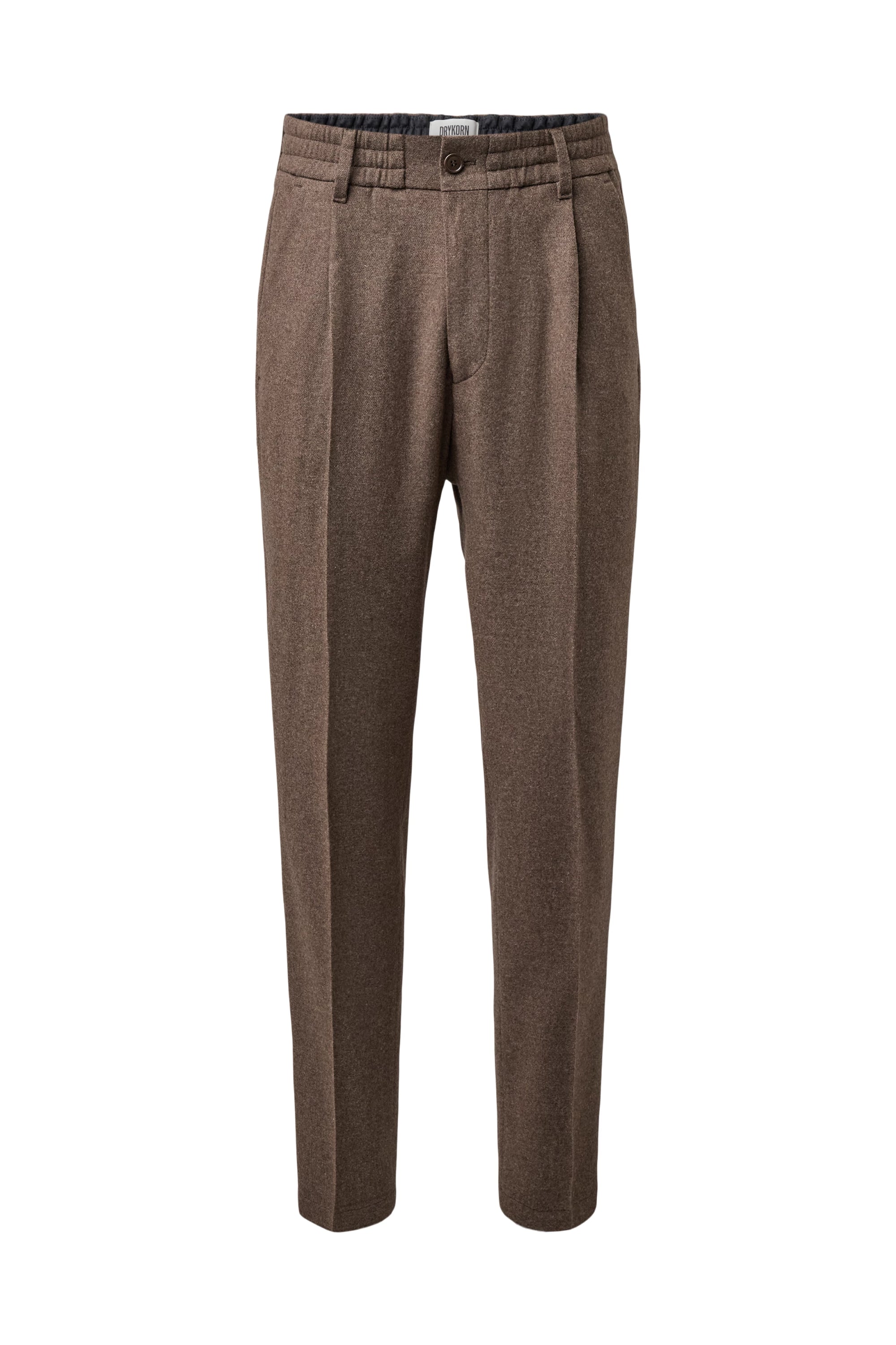 Drykorn - Braune Bundfalten Hose aus Wollflanel in Tapered Fit - Chasy