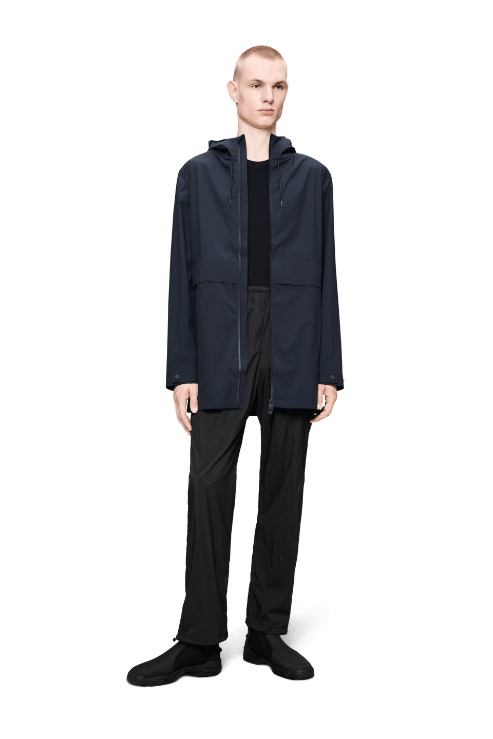 Rains - Leichte längere Regenjacke mit Kapuze