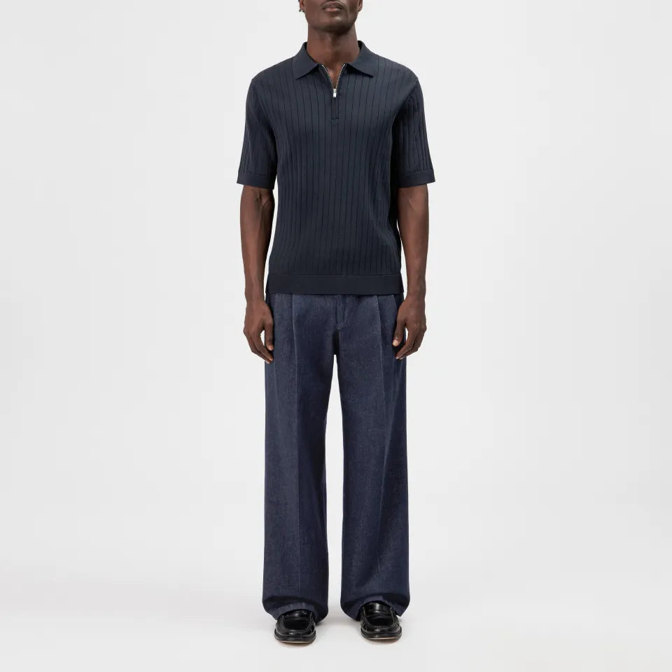 Drykorn- Strickpolo mit Zipper in Navy - Niivan
