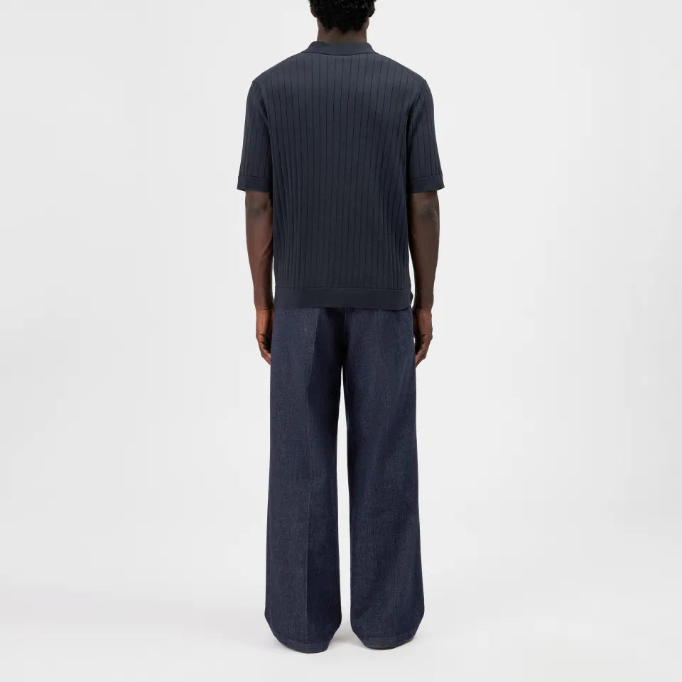 Drykorn- Strickpolo mit Zipper in Navy - Niivan