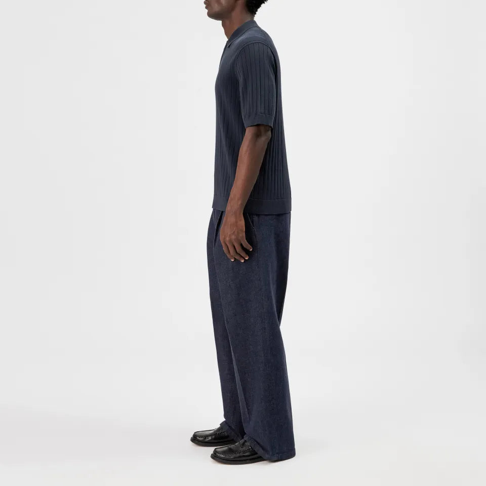 Drykorn- Strickpolo mit Zipper in Navy - Niivan