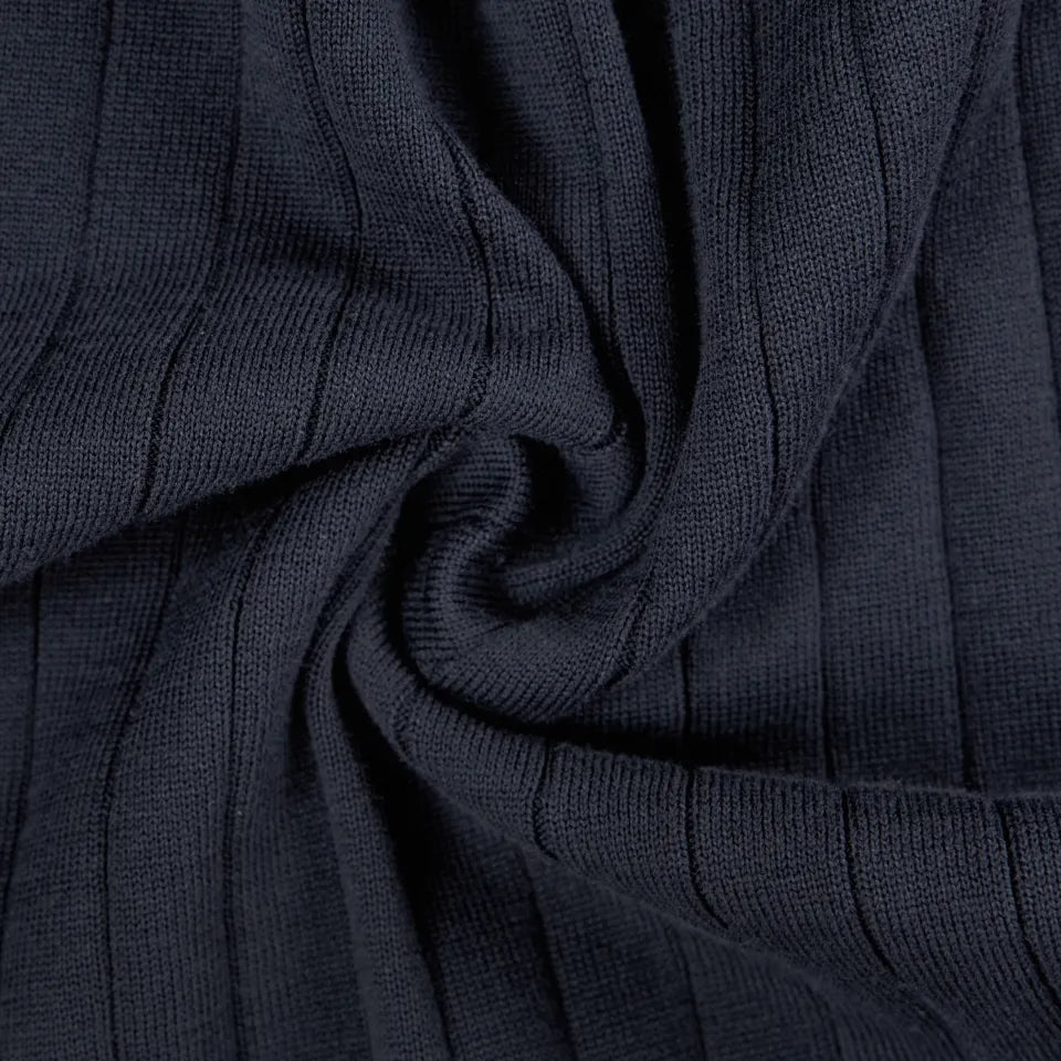 Drykorn- Strickpolo mit Zipper in Navy - Niivan