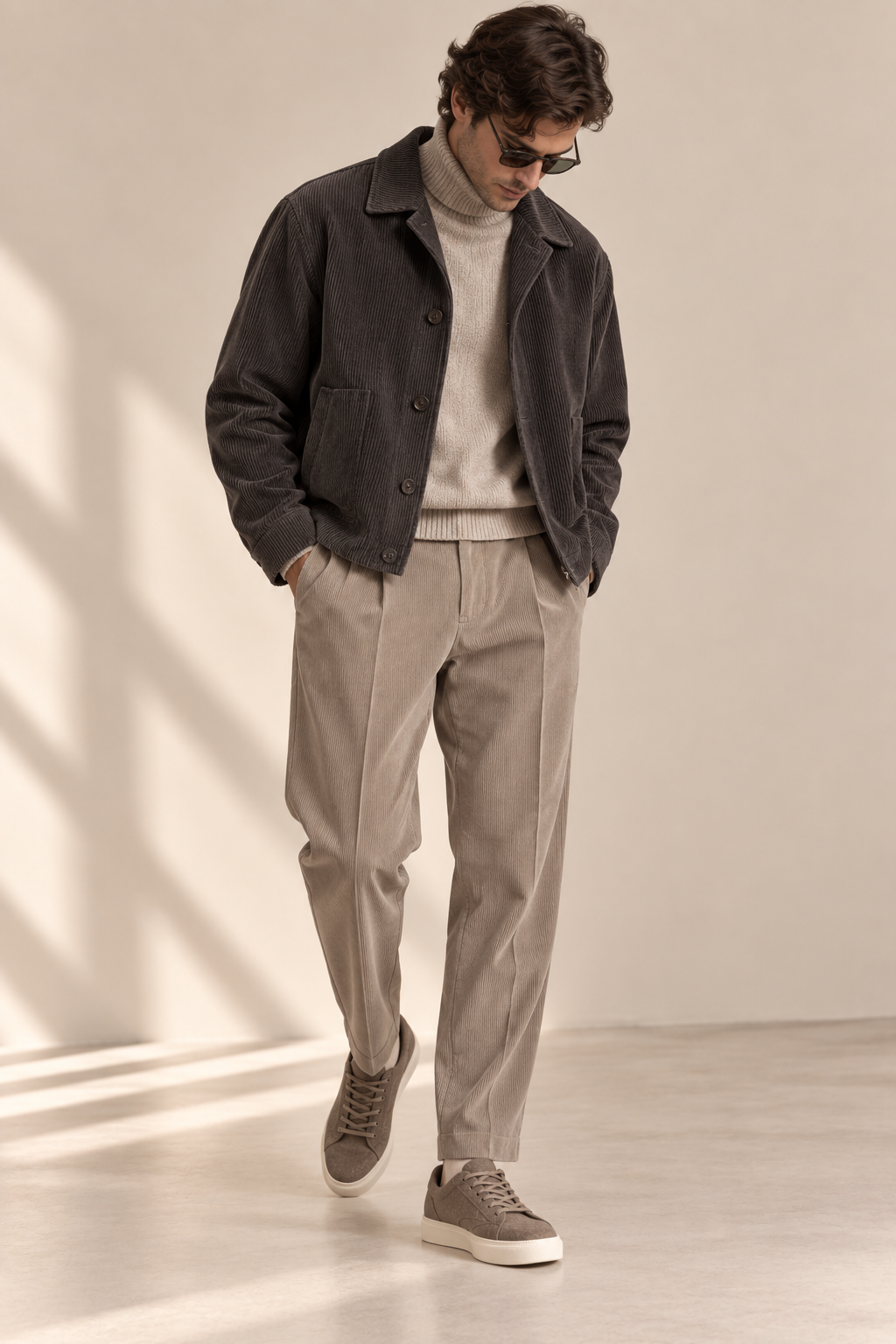 Drykorn - Lässige Bundfaltenhose aus Feincord in Khaki - Chasy