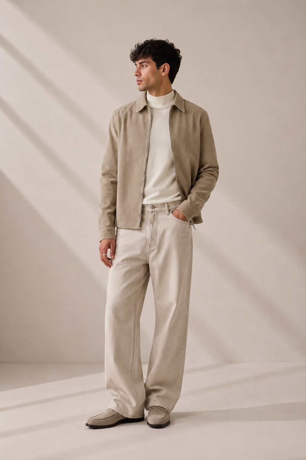 Drykorn - Leichtes Overshirt mit Zipper in Taupe - Macto