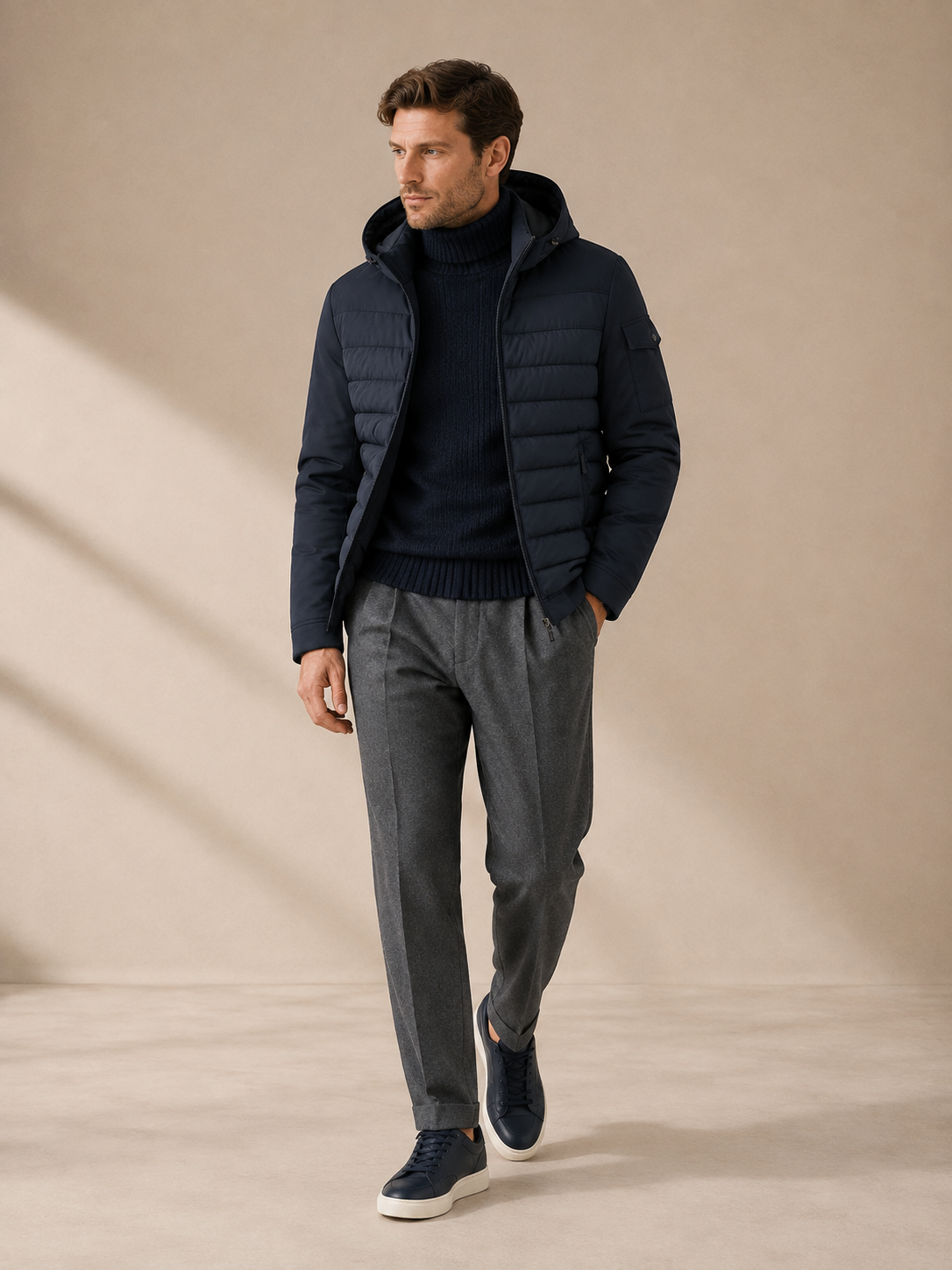 Bugatti - Steppblouson mit abtrennbarer Kapuze in Marine