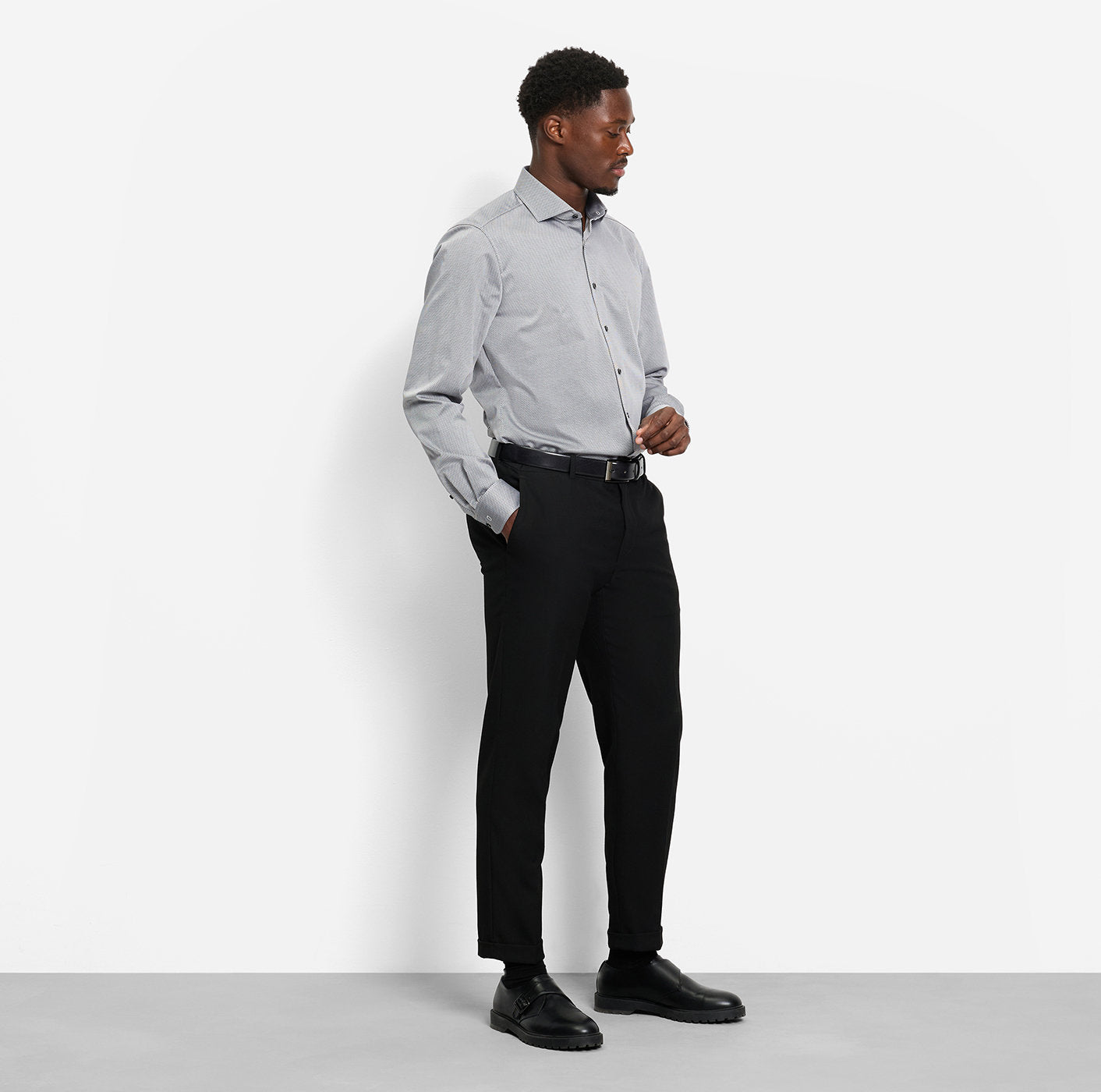 Olymp - Businesshemd in anthrazitfarbener Struktur - Lvl. 5 Body Fit