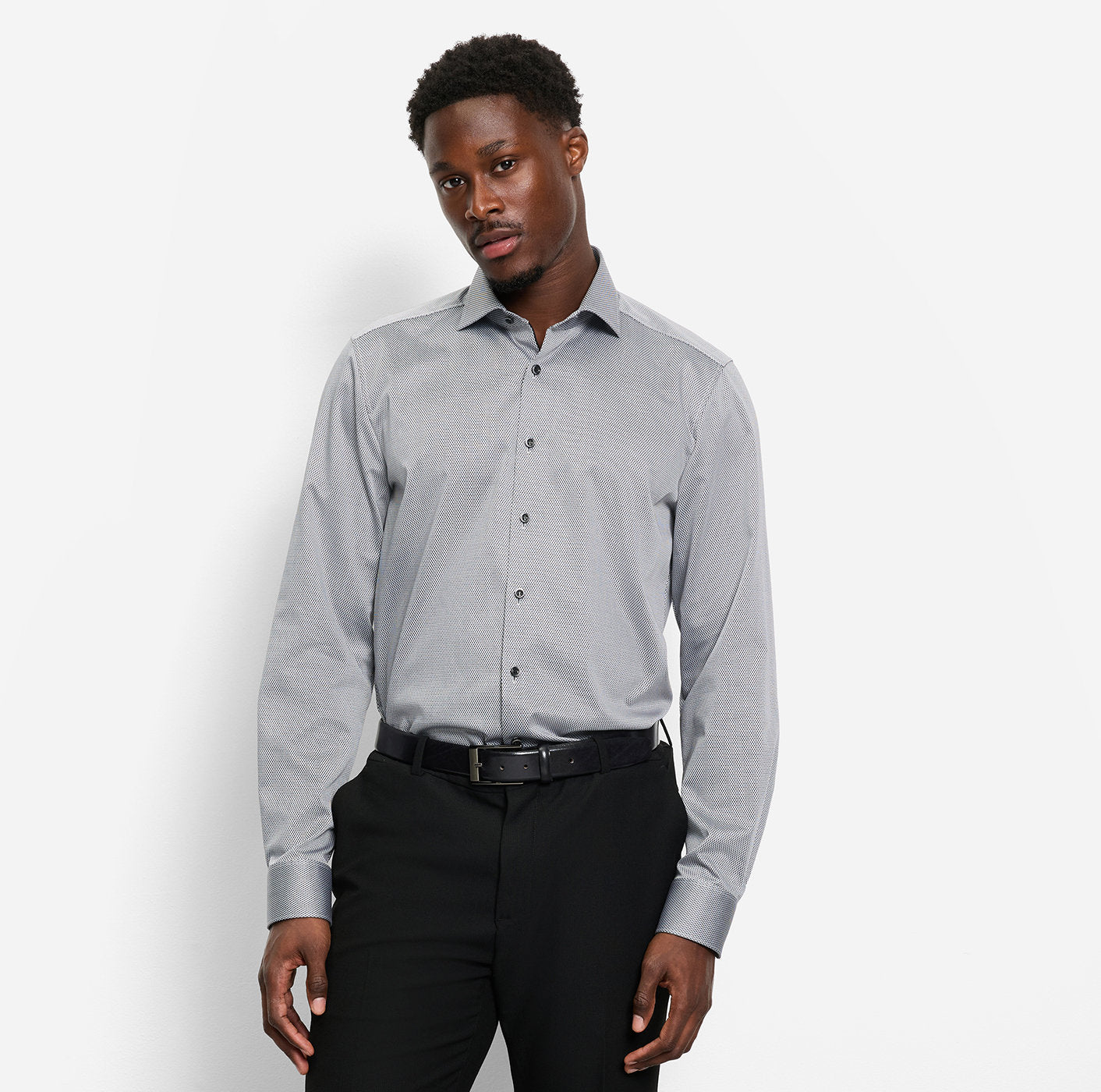 Olymp - Businesshemd in anthrazitfarbener Struktur - Lvl. 5 Body Fit