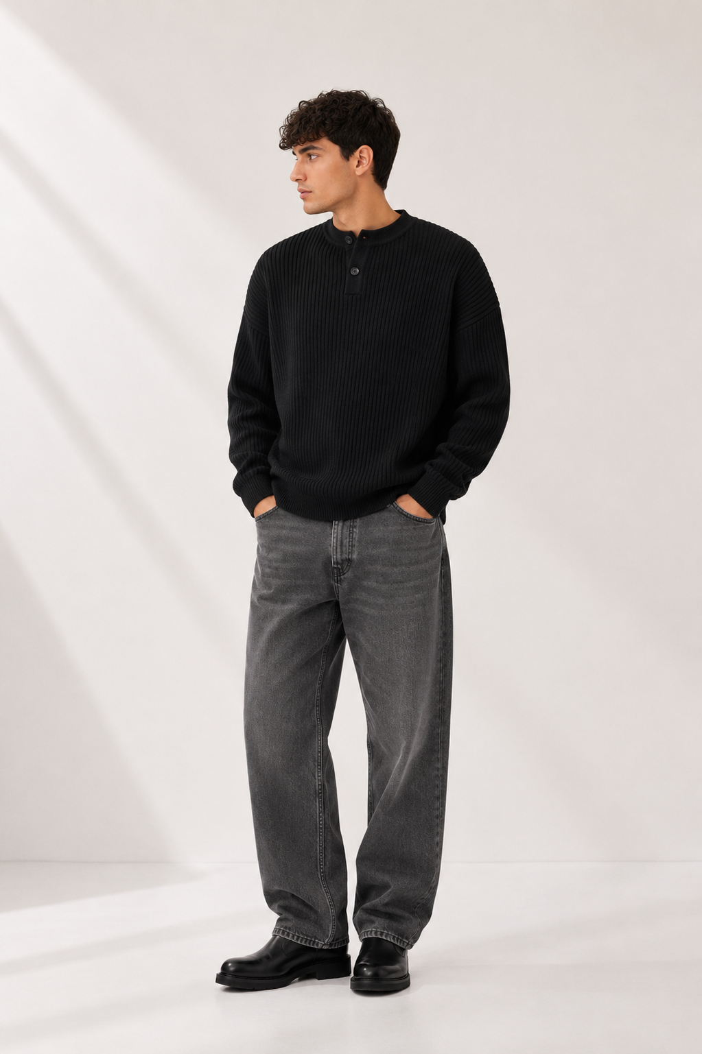 Drykorn - Henley-Strickpullover mit markanter Rippenstruktur - Yoonis