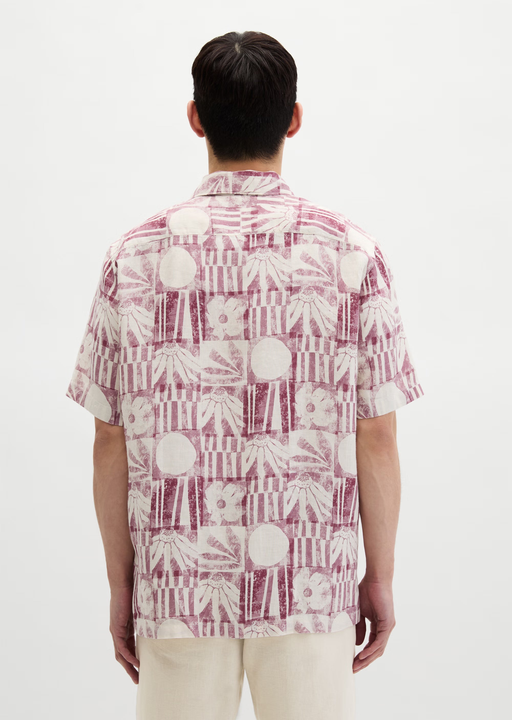 Marc O'Polo - Lässiges Halbarm Hemd mit All Over Print in Rot