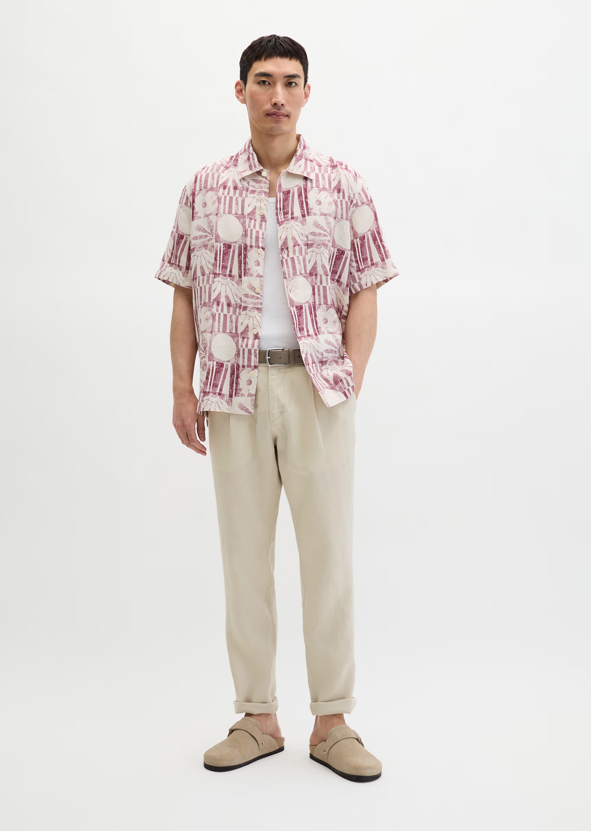 Marc O'Polo - Lässiges Halbarm Hemd mit All Over Print in Rot