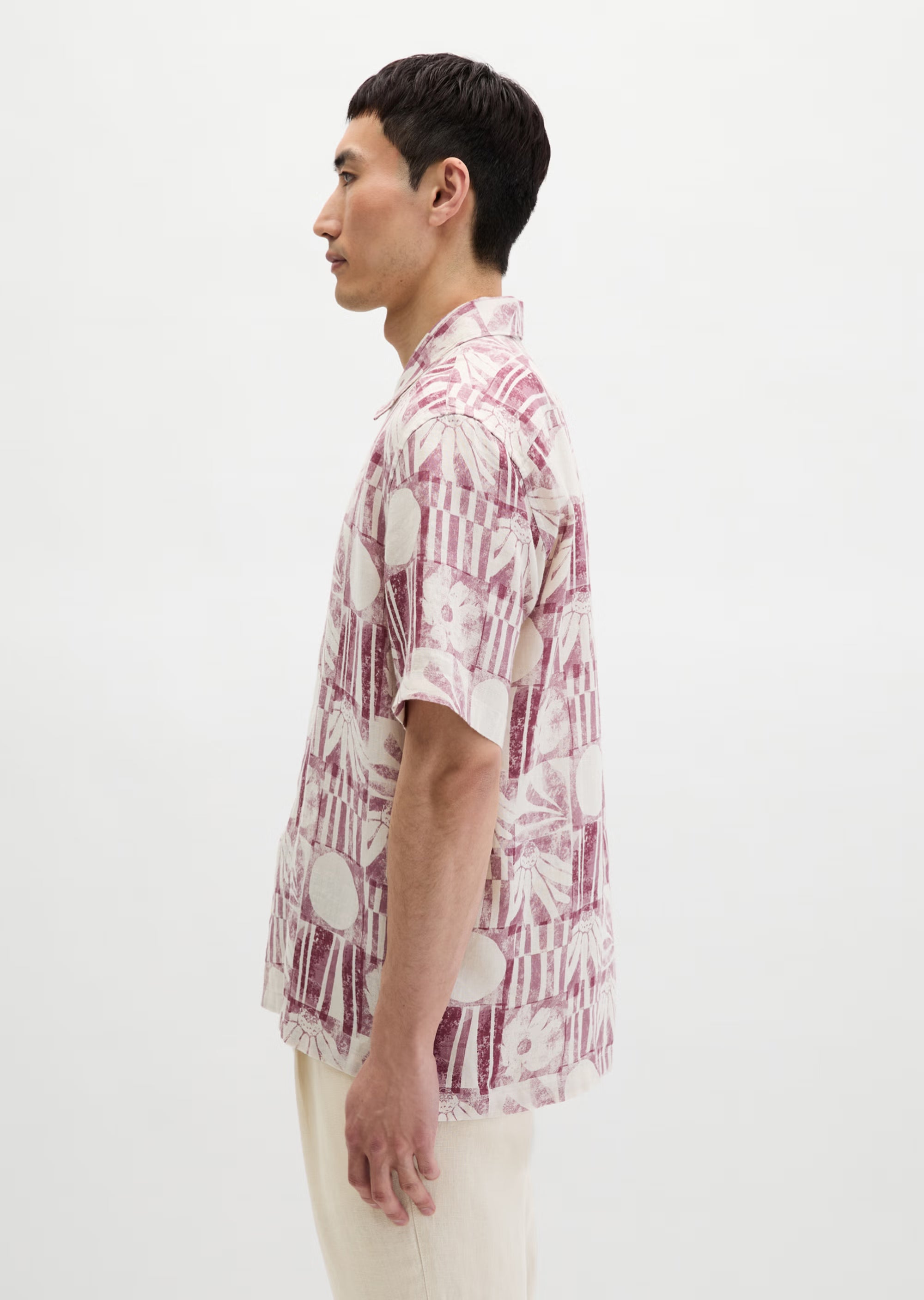 Marc O'Polo - Lässiges Halbarm Hemd mit All Over Print in Rot