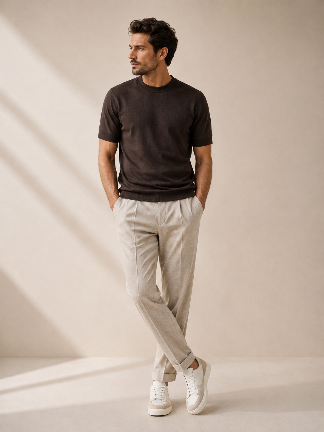 Drykorn - Premium T-Shirt mit cleanem Look in tiefem Dunkelbraun - Anton