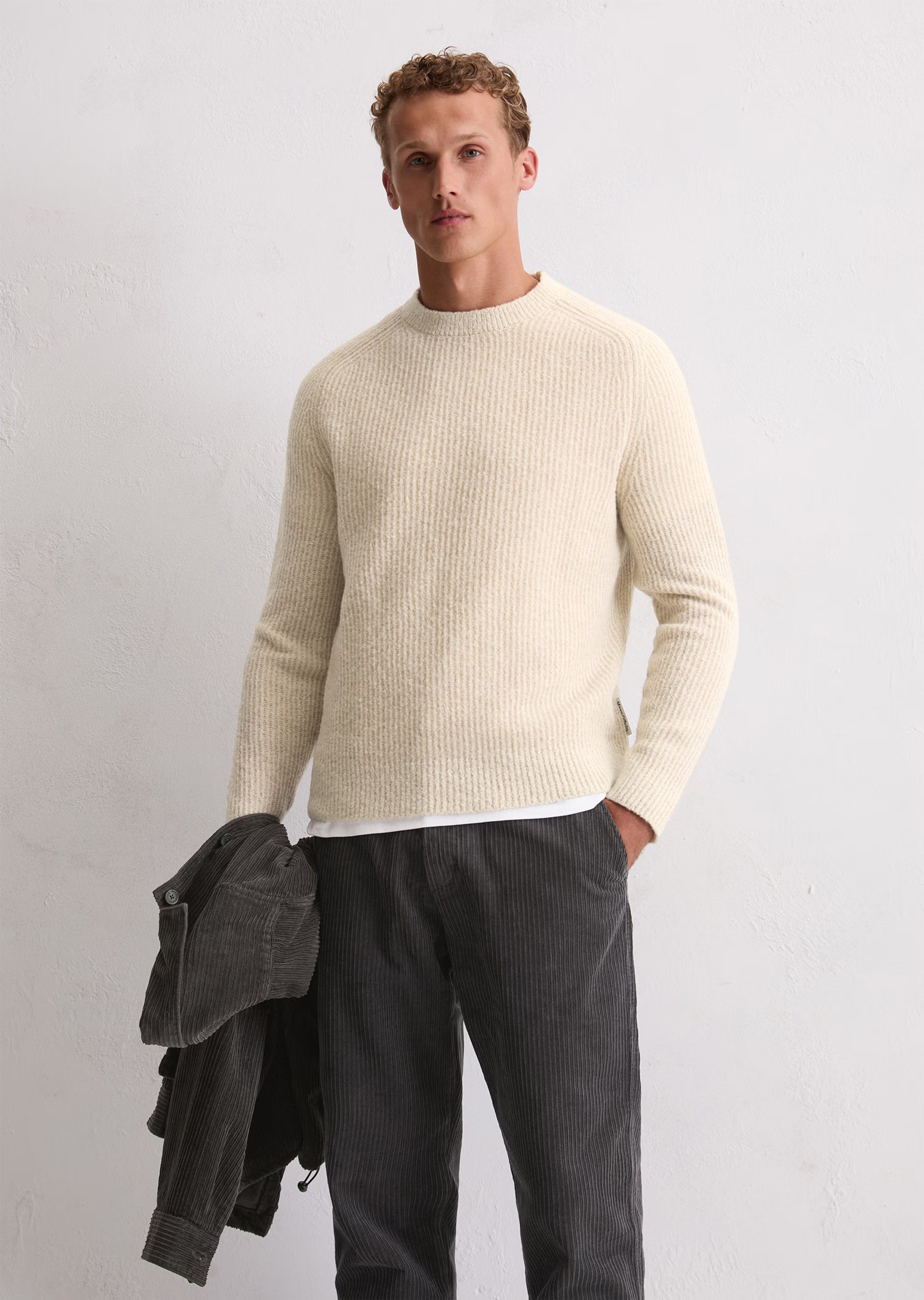 Marc O'Polo - Pullover aus weichem Schurwoll-Mix in Offwhite