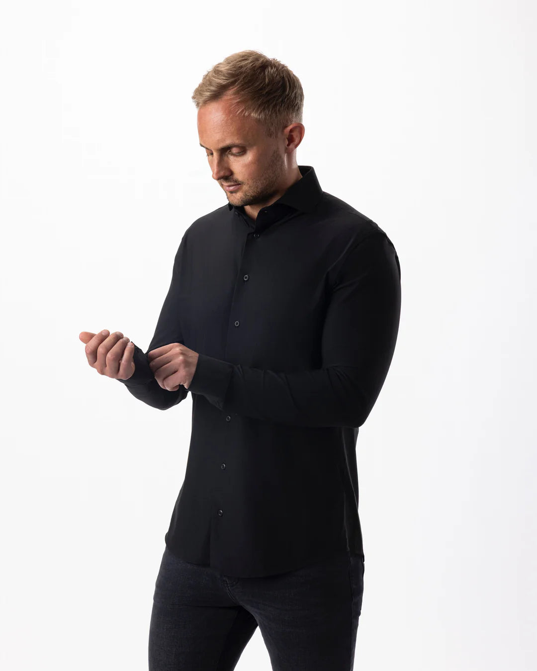 IOS - Hemd aus sehr bequemer Jerseyware - Black