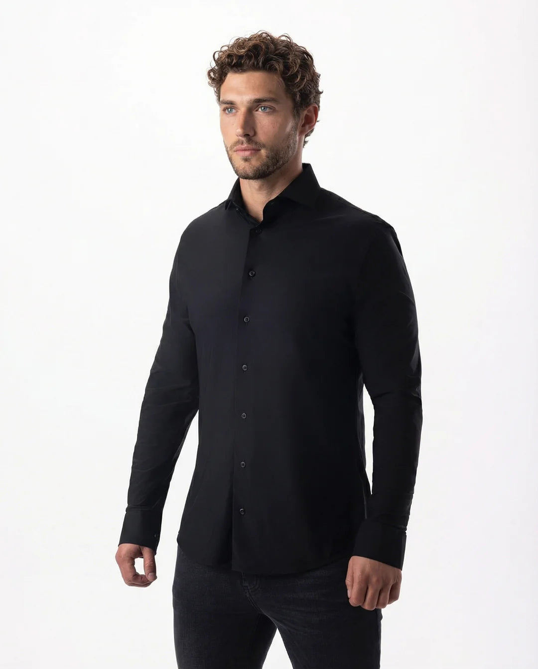 IOS - Hemd aus sehr bequemer Jerseyware - Black