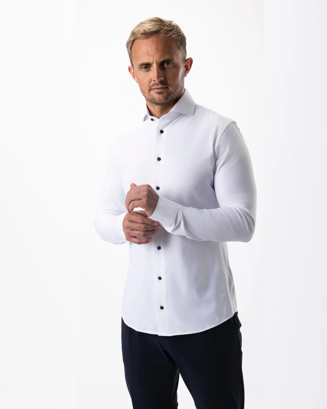 IOS - Hemd aus sehr bequemer Jerseyware - White contrast