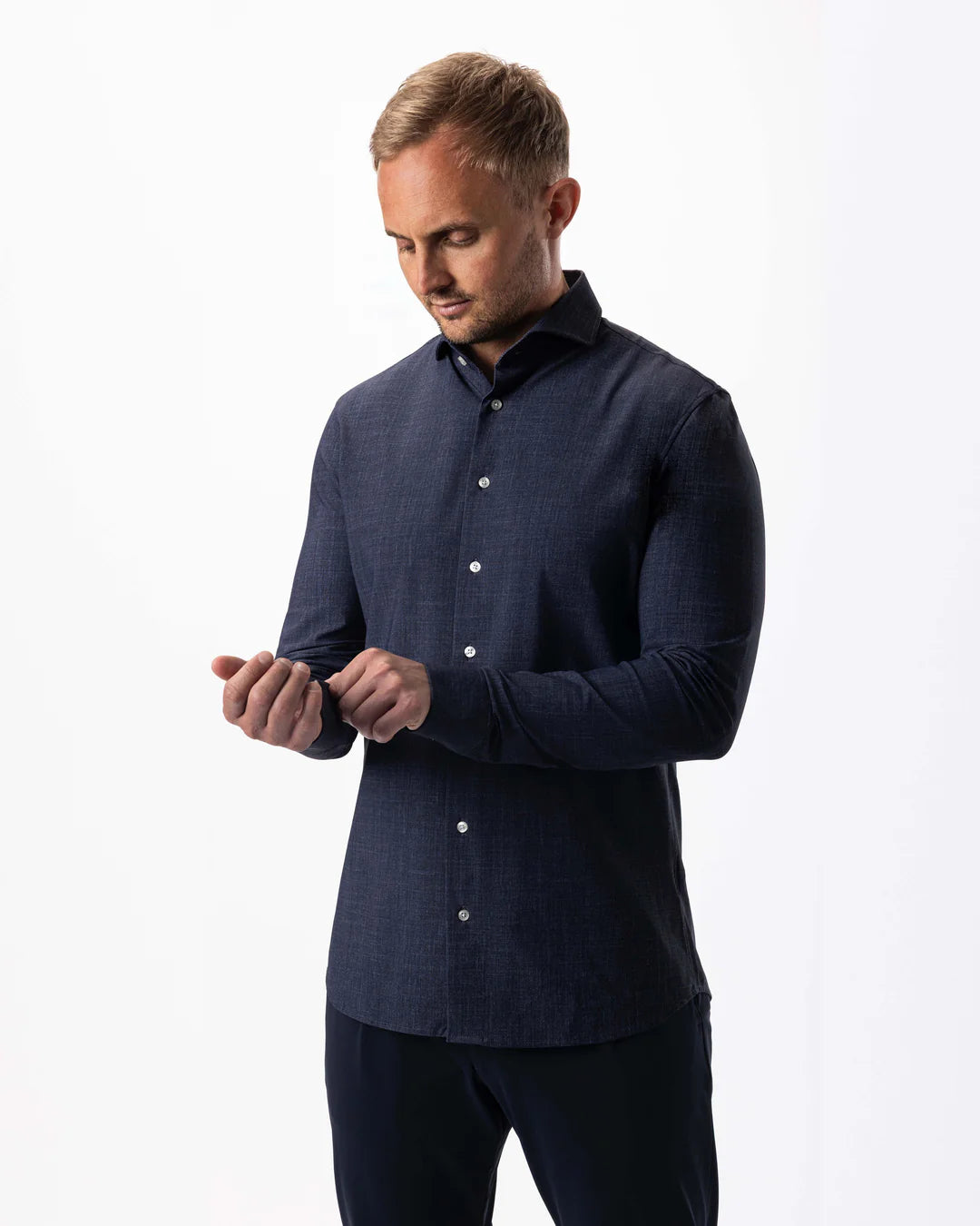 IOS - Hemd aus sehr bequemer Jerseyware - Navy Denim