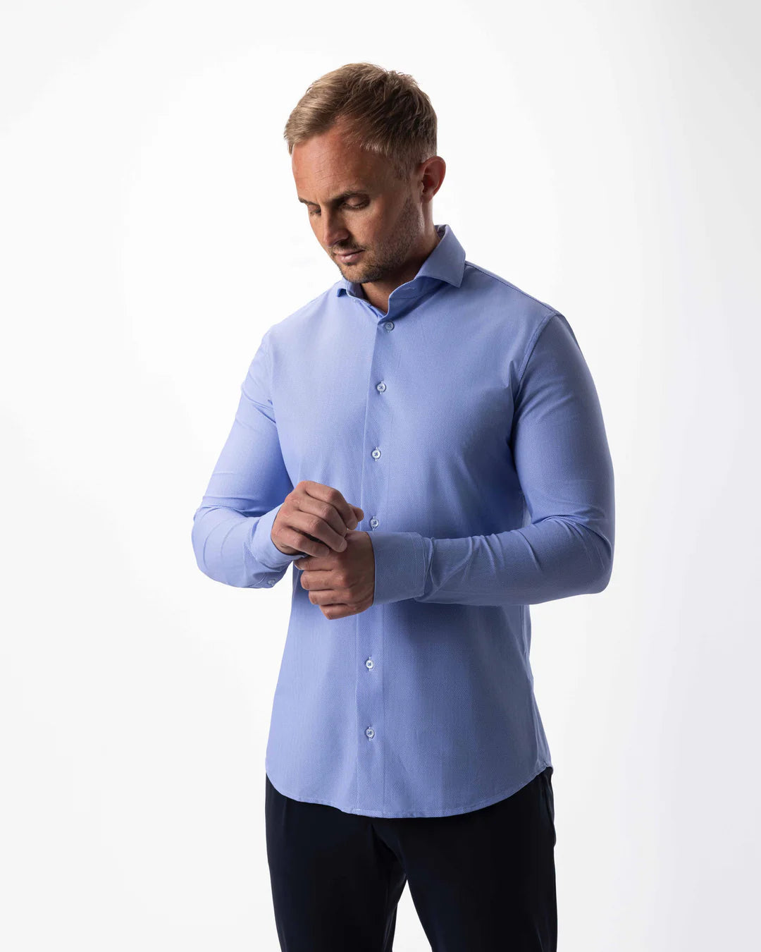 IOS - Hemd aus sehr bequemer Jerseyware - Blue minimal