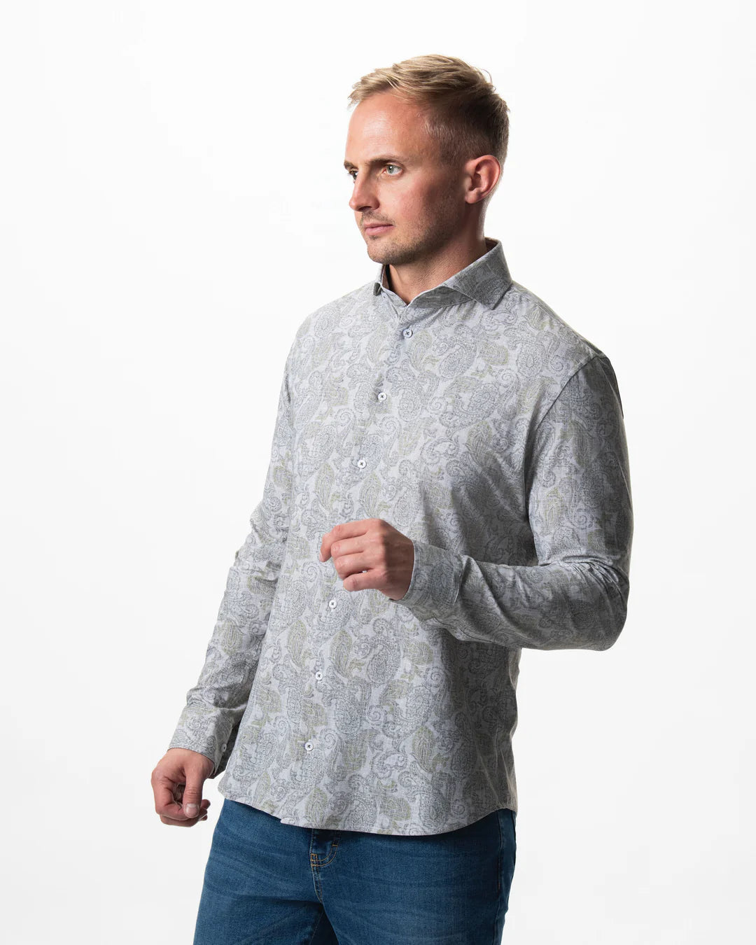 IOS - Hemd aus sehr bequemer Jerseyware - Light Khaki Paisley