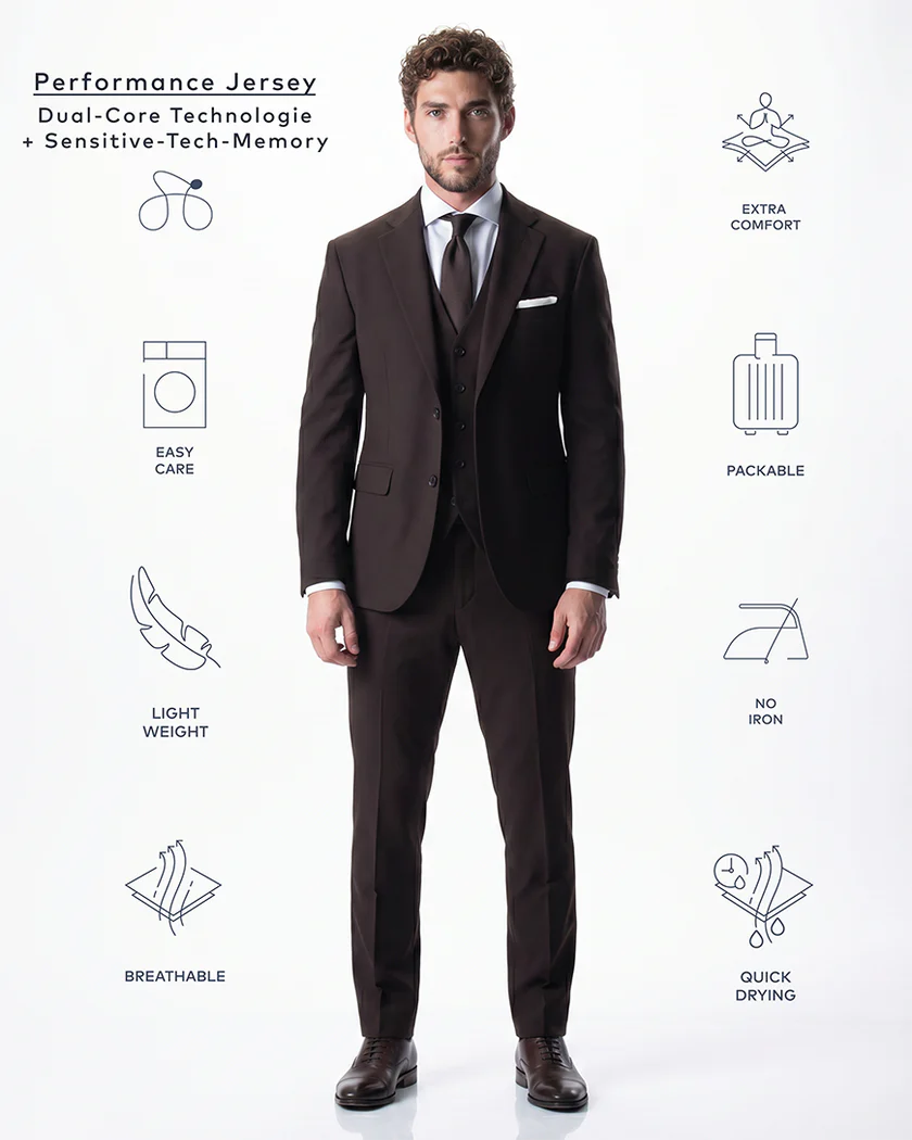 IOS - Schlank geschnittenes Sakko aus sehr bequemer Jerseyware - Brown