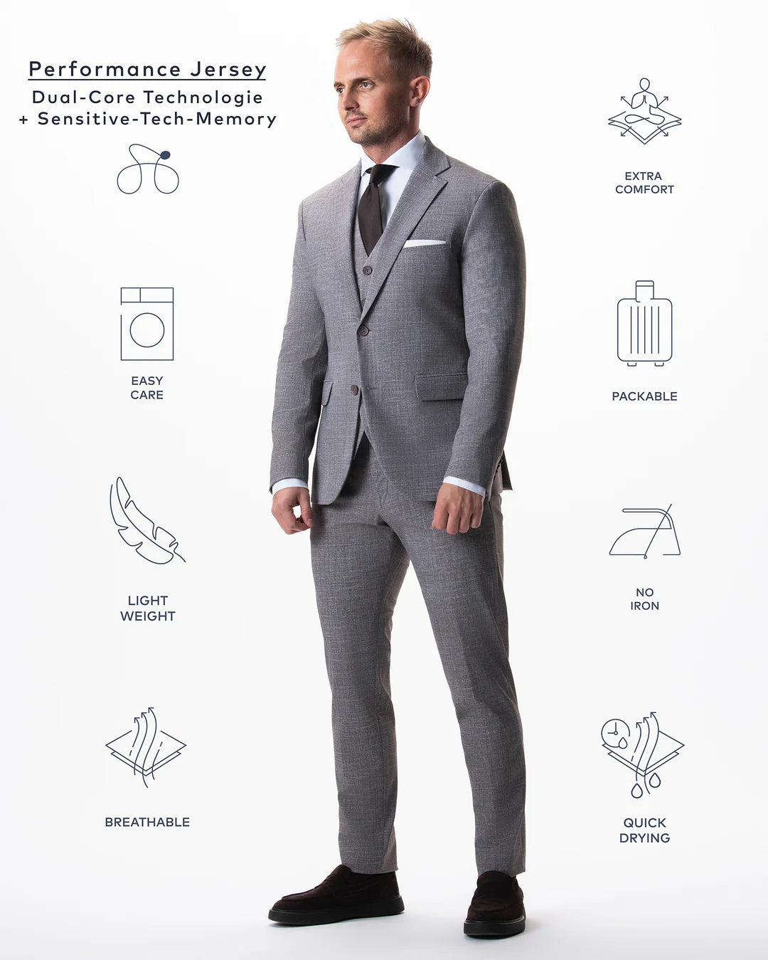 IOS - Schlank geschnittenes Sakko aus sehr bequemer Jerseyware - Light Brown