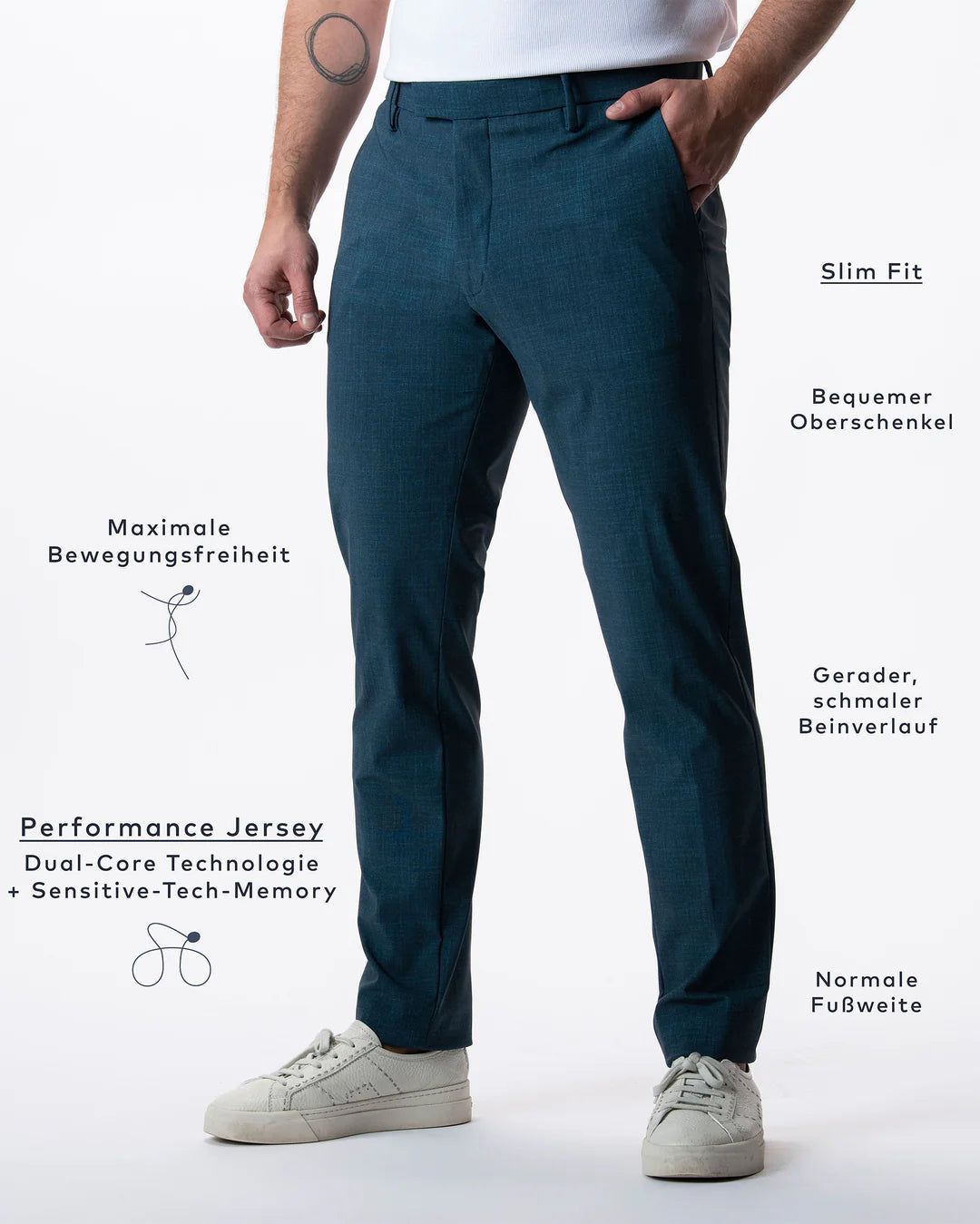 IOS - Schmale Anzughose "Classic" - Petrol Blue