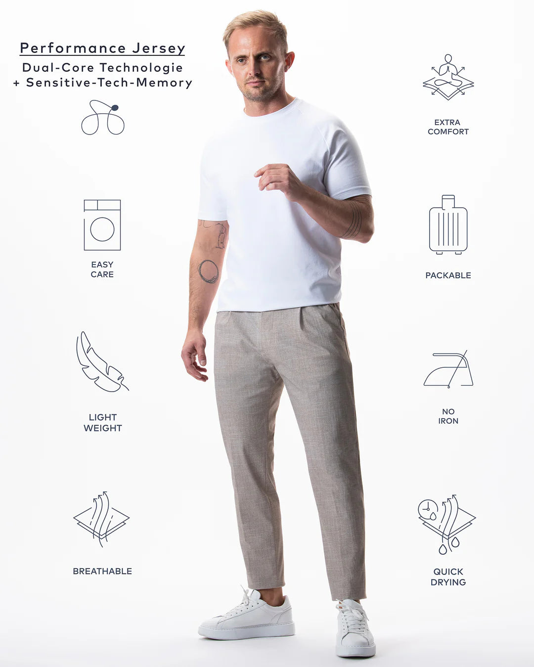 IOS - Schmale & Verkürzte Anzughose "Modern" - Sand