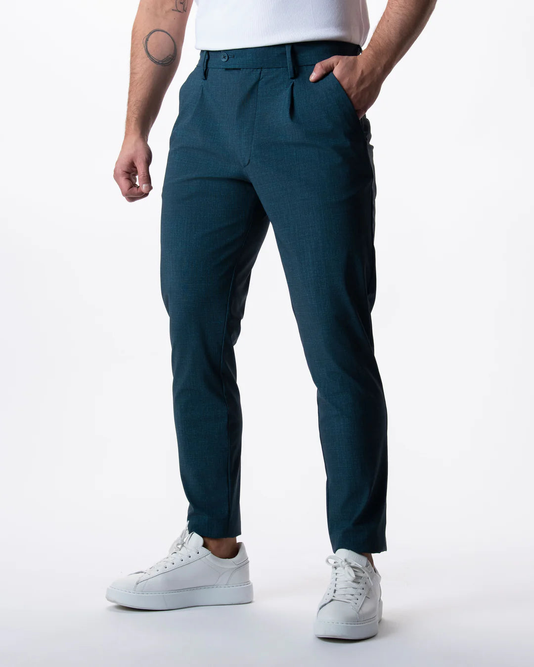 IOS - Schmale & Verkürzte Anzughose "Modern" - Petrol Blue
