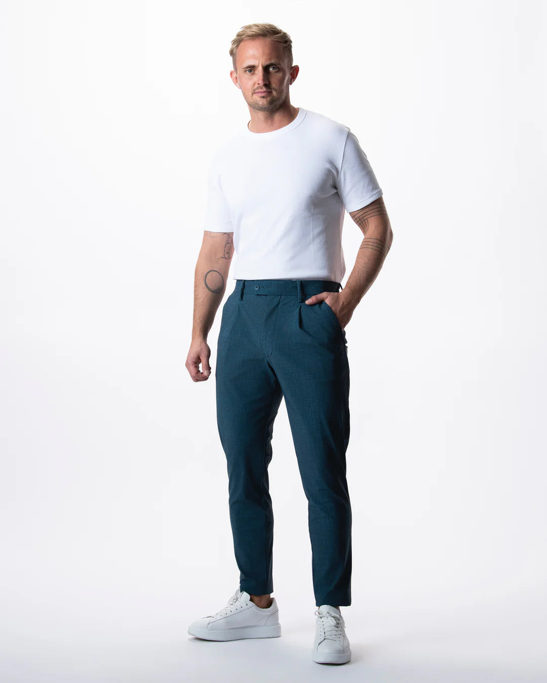 IOS - Schmale & Verkürzte Anzughose "Modern" - Petrol Blue