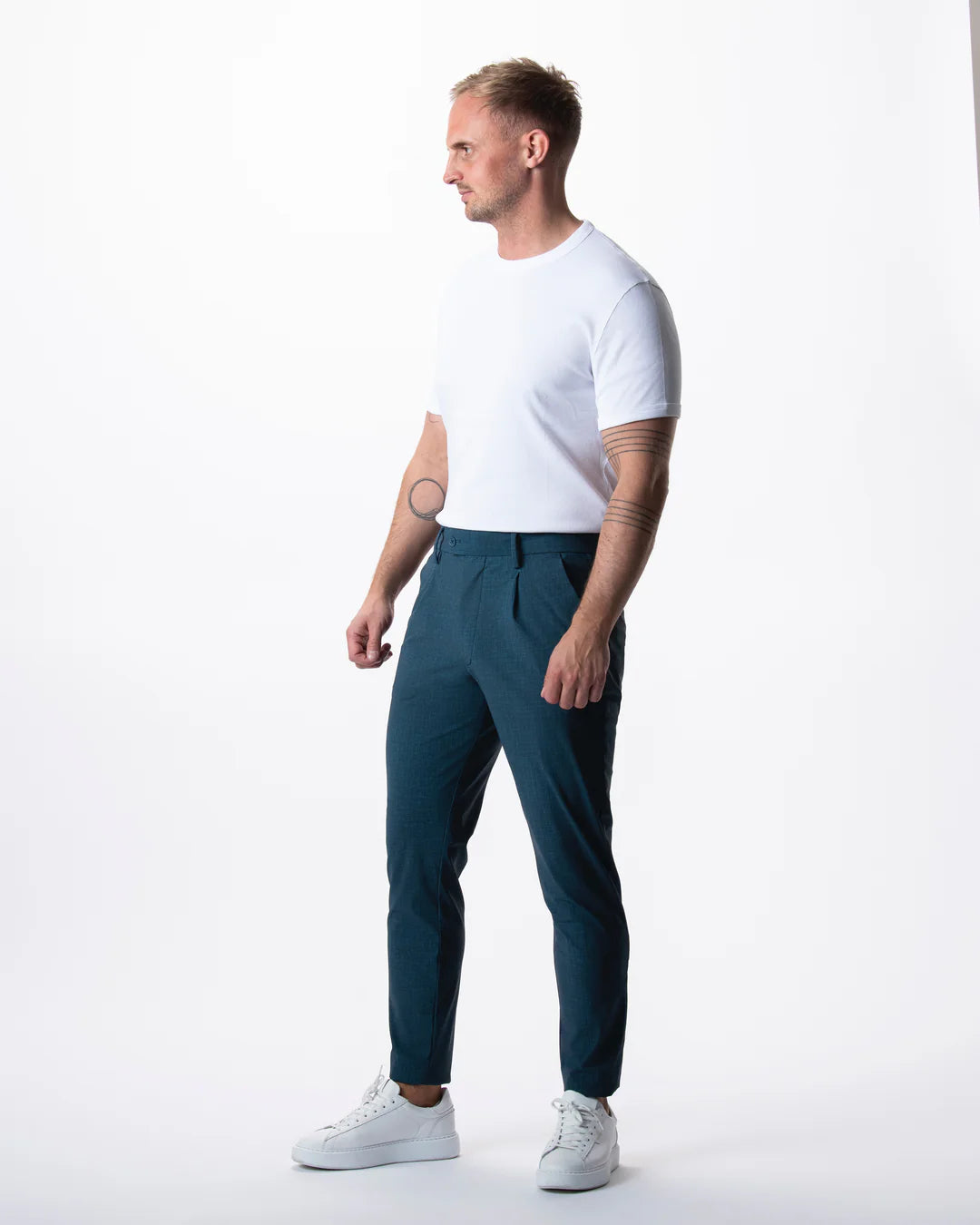 IOS - Schmale & Verkürzte Anzughose "Modern" - Petrol Blue