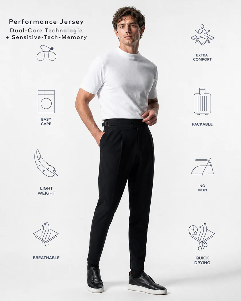 IOS - Schmale & Verkürzte Anzughose "Italiano" - Black