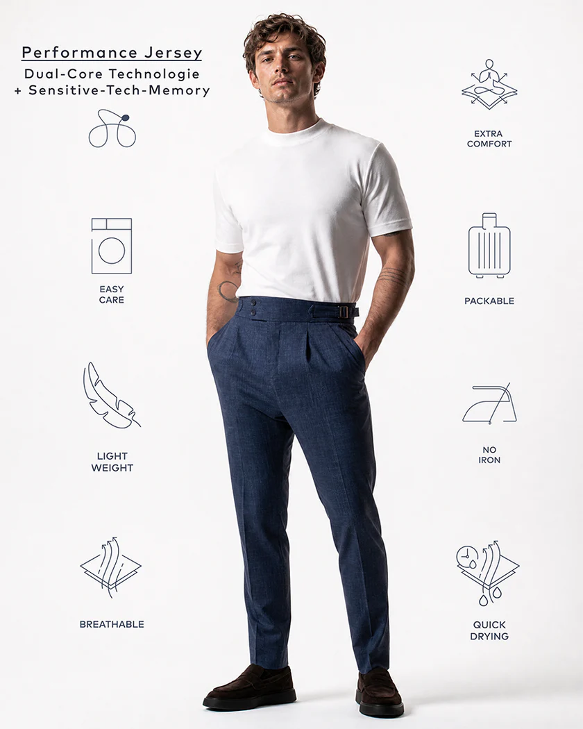 IOS - Schmale & Verkürzte Anzughose "Italiano" - Steel Blue
