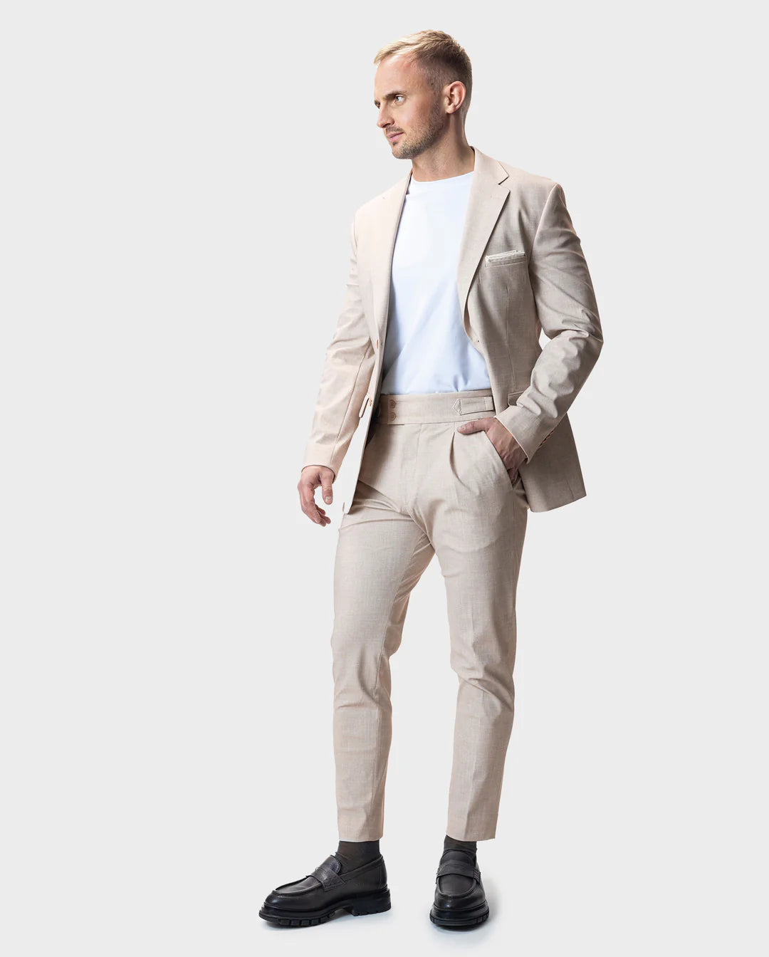 IOS - Schmale & Verkürzte Anzughose "Italiano" - Beige