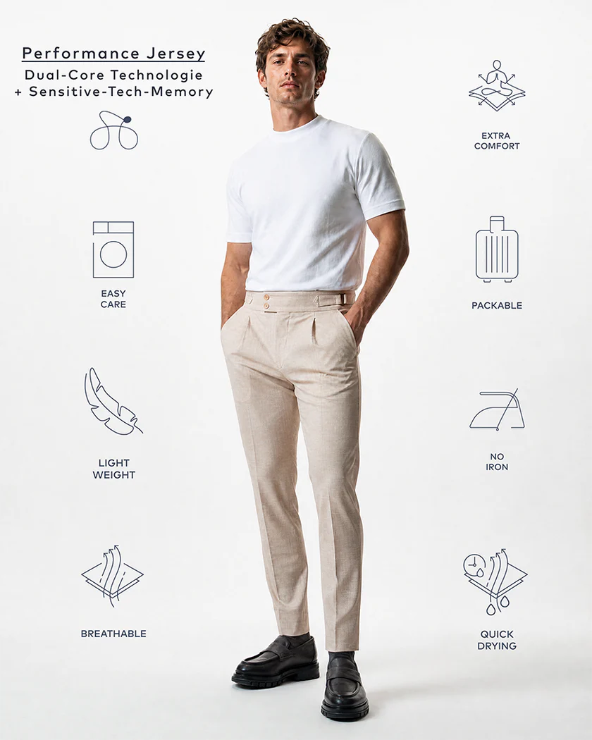 IOS - Schmale & Verkürzte Anzughose "Italiano" - Beige
