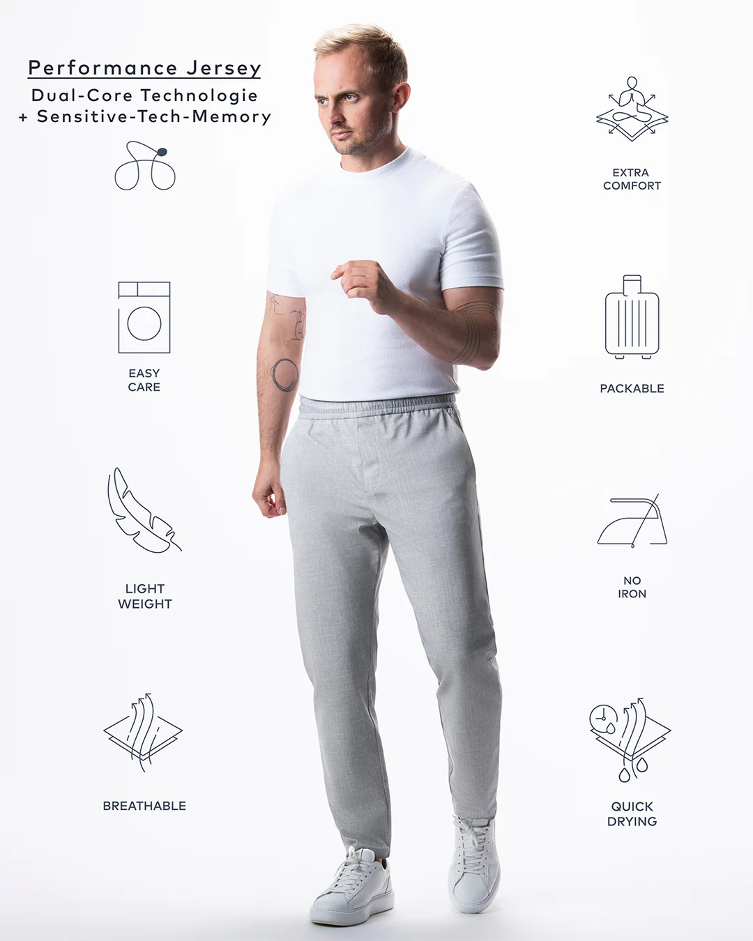 IOS - Schmale & Verkürzte Anzughose "Easy" - Light Grey