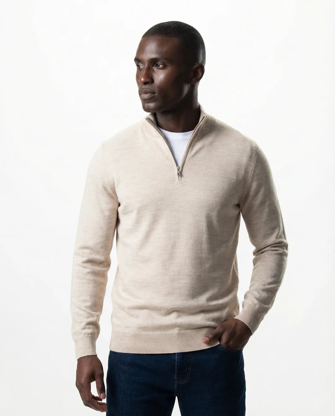 IOS - Halfzip Pullover aus feiner Merinowolle