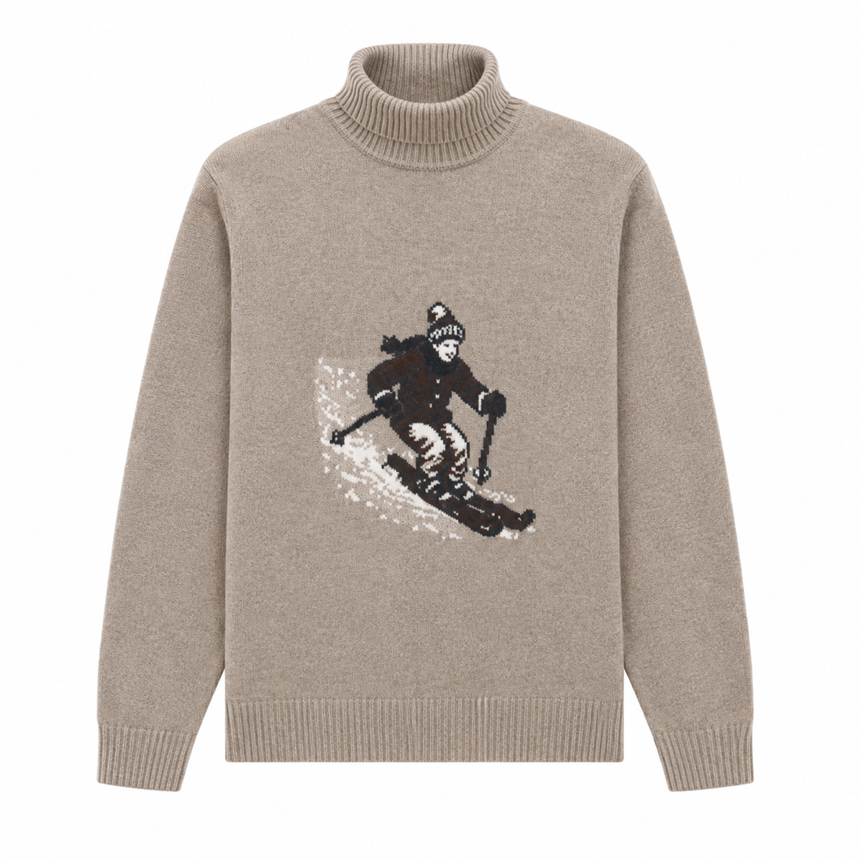 Bugatti - Grobstrick Rollkragenpullover mit Ski-Motiv