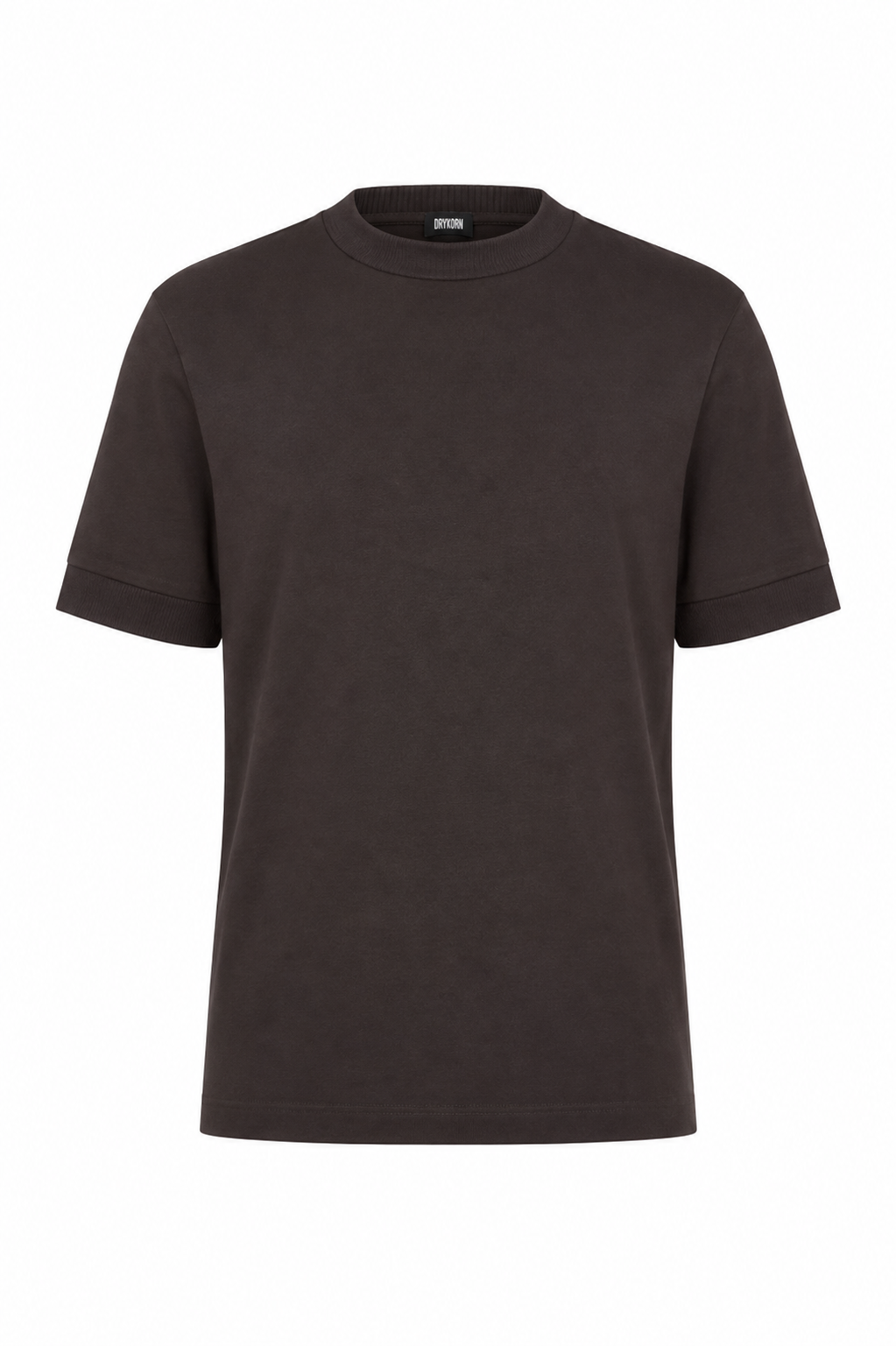 Drykorn - Premium T-Shirt mit cleanem Look in tiefem Dunkelbraun - Anton