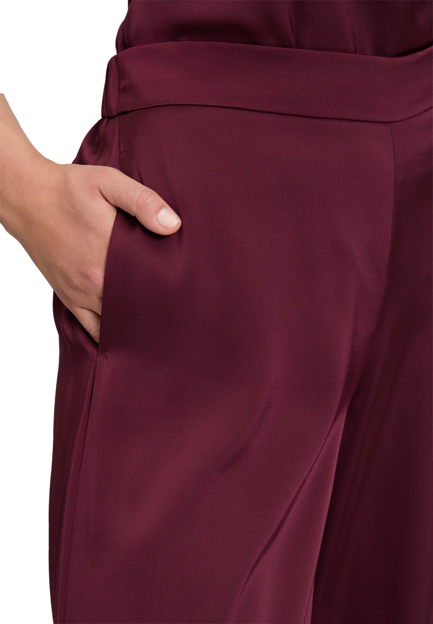 Vera Mont - Feine Satin Hose in Bordeaux