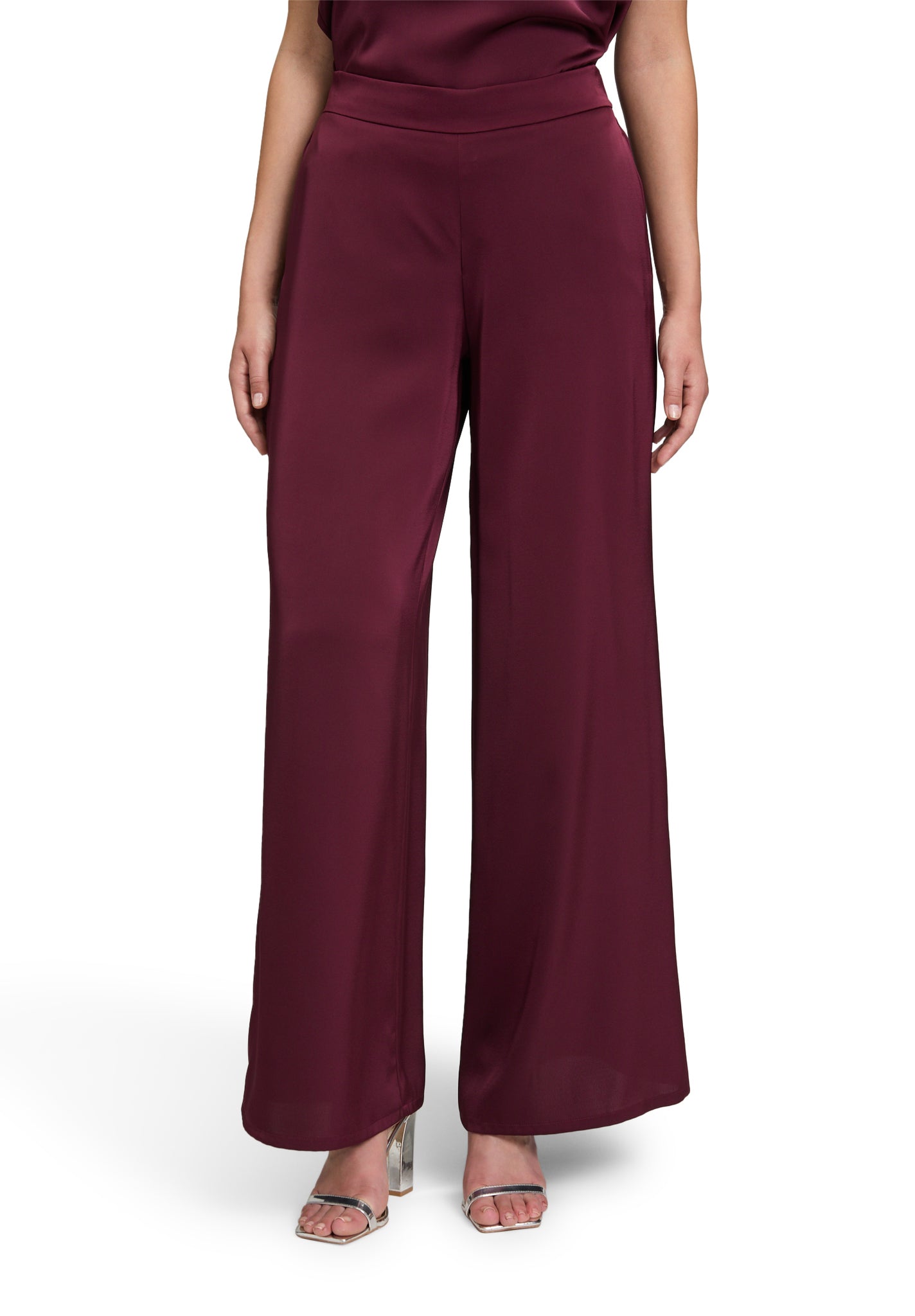 Vera Mont - Feine Satin Hose in Bordeaux