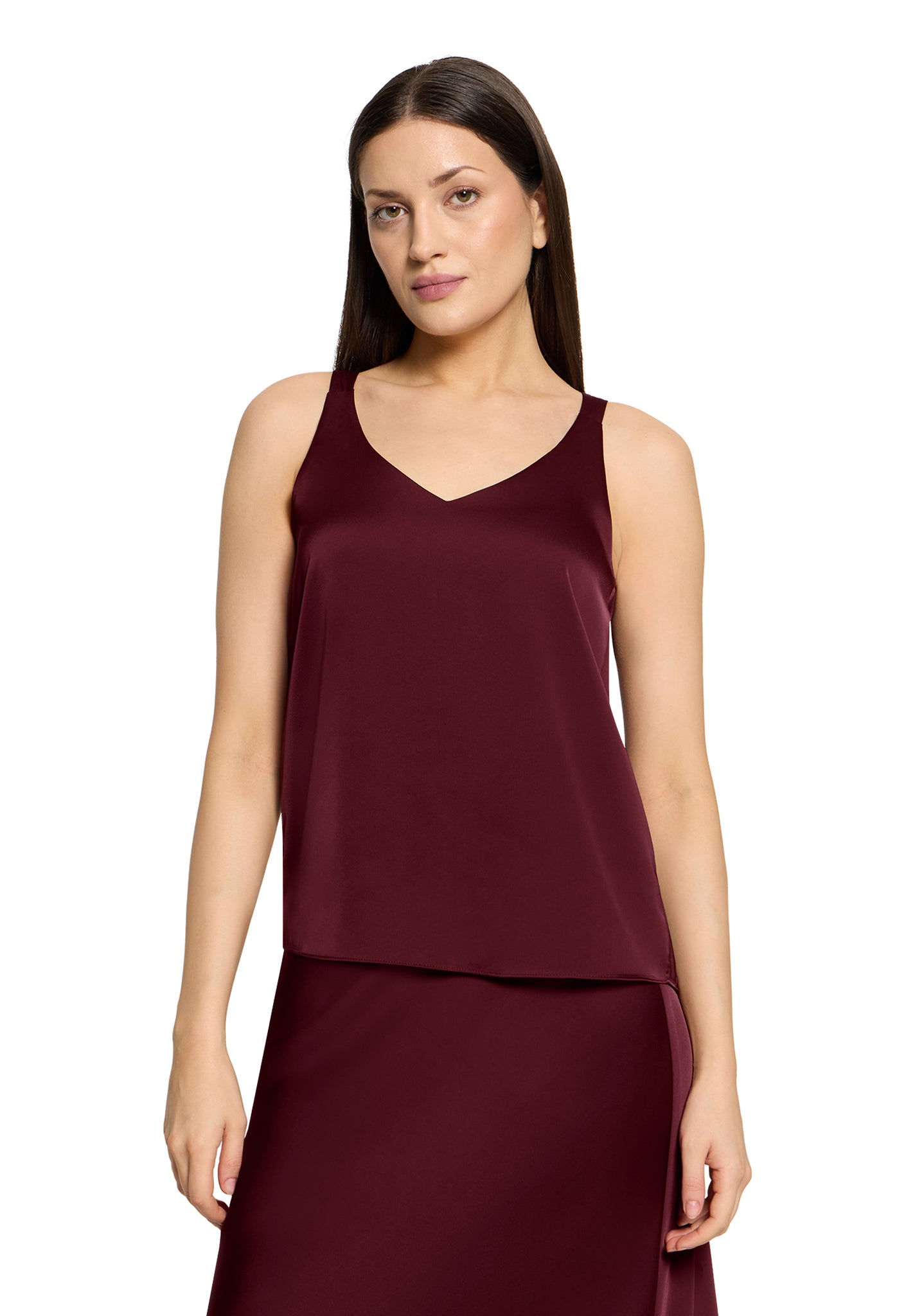 Vera Mont - Satin Top in Bordeaux