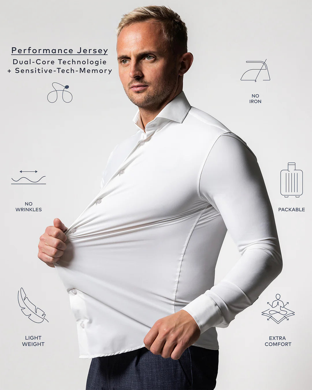 IOS - Hemd aus sehr bequemer Jerseyware - White