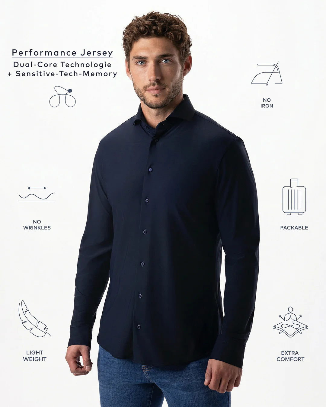 IOS - Hemd aus sehr bequemer Jerseyware - Navy