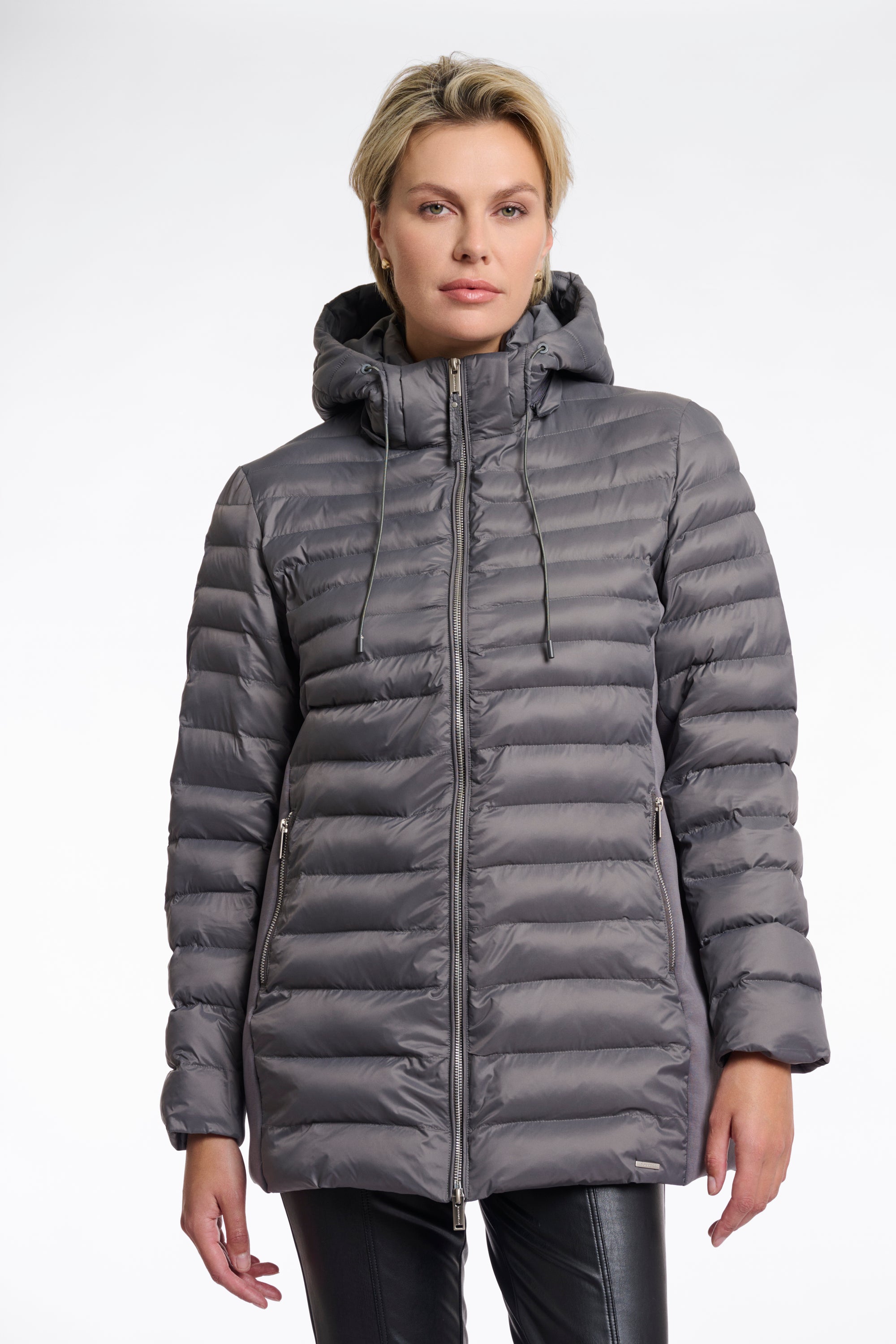 Rino & Pelle - Steppjacke in Steingrau mit Kapuze - Indira