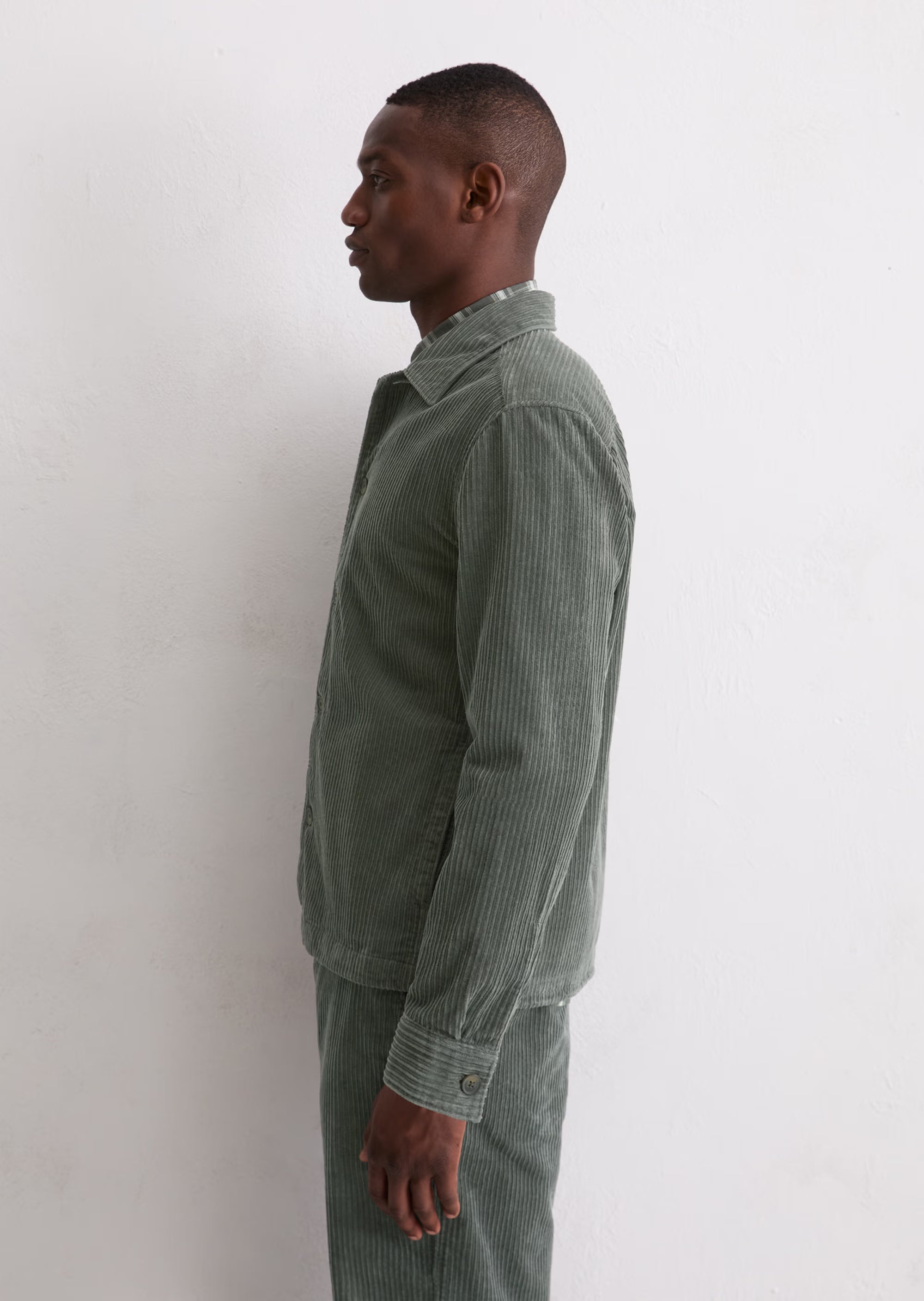 Marc O'Polo - Cord-Overshirt mit breiter Rippstruktur in grün