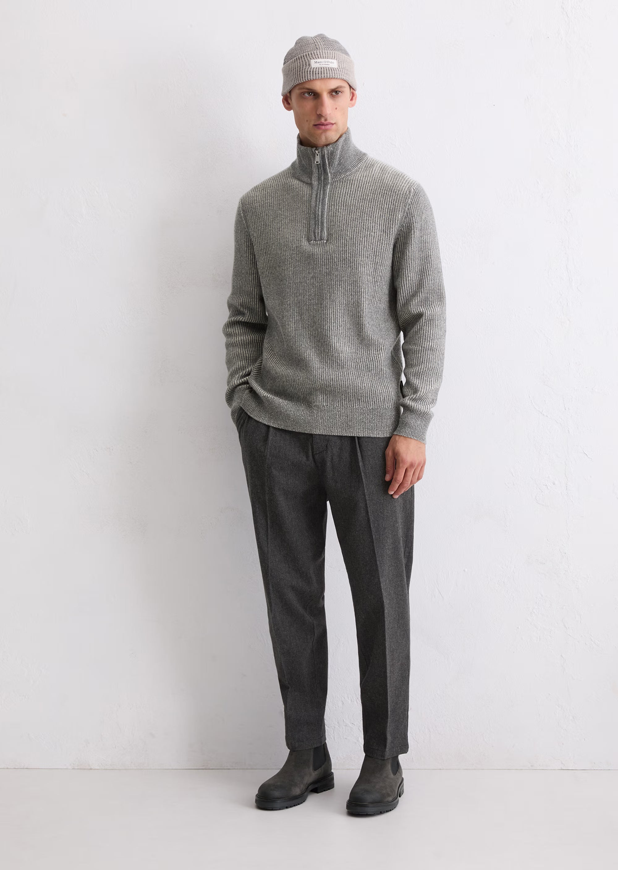 Marc O'Polo - Troyer aus Baumwoll-Schurwoll-Mix in Grau