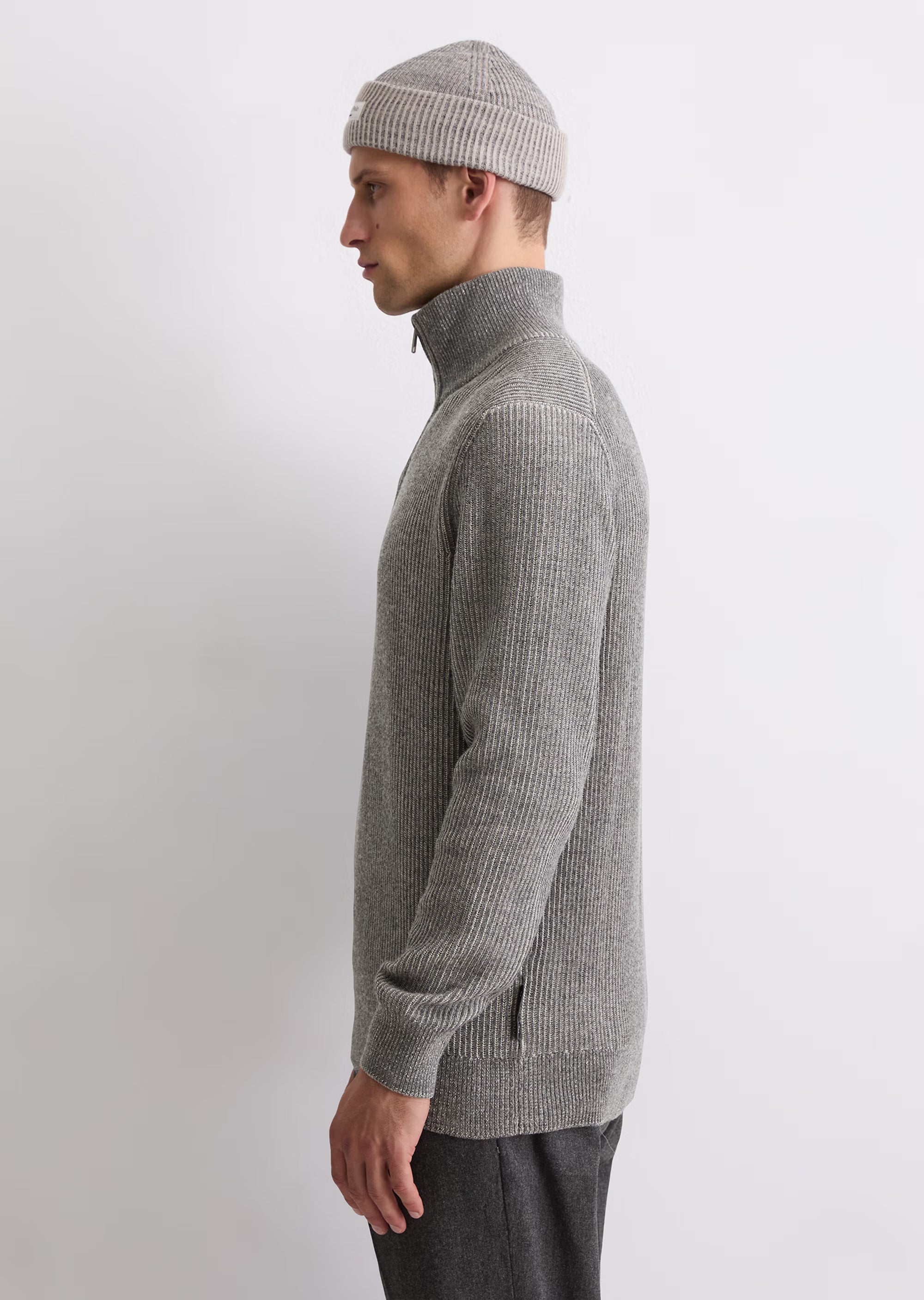 Marc O'Polo - Troyer aus Baumwoll-Schurwoll-Mix in Grau